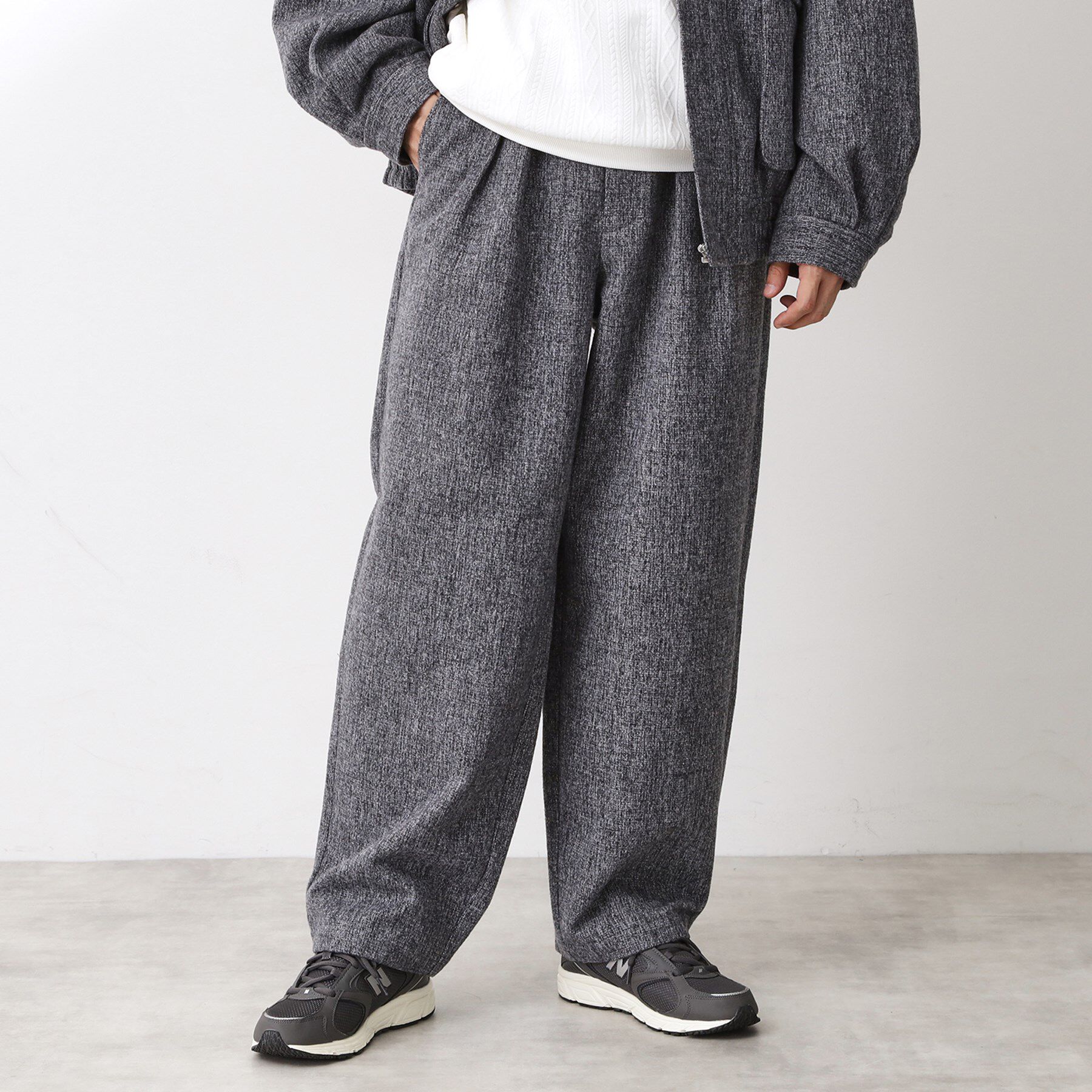 THE SHOP TK「ツイードワイドパンツ 【洗濯機OK／セットアップ可】」|その他|チャコールグレー(4