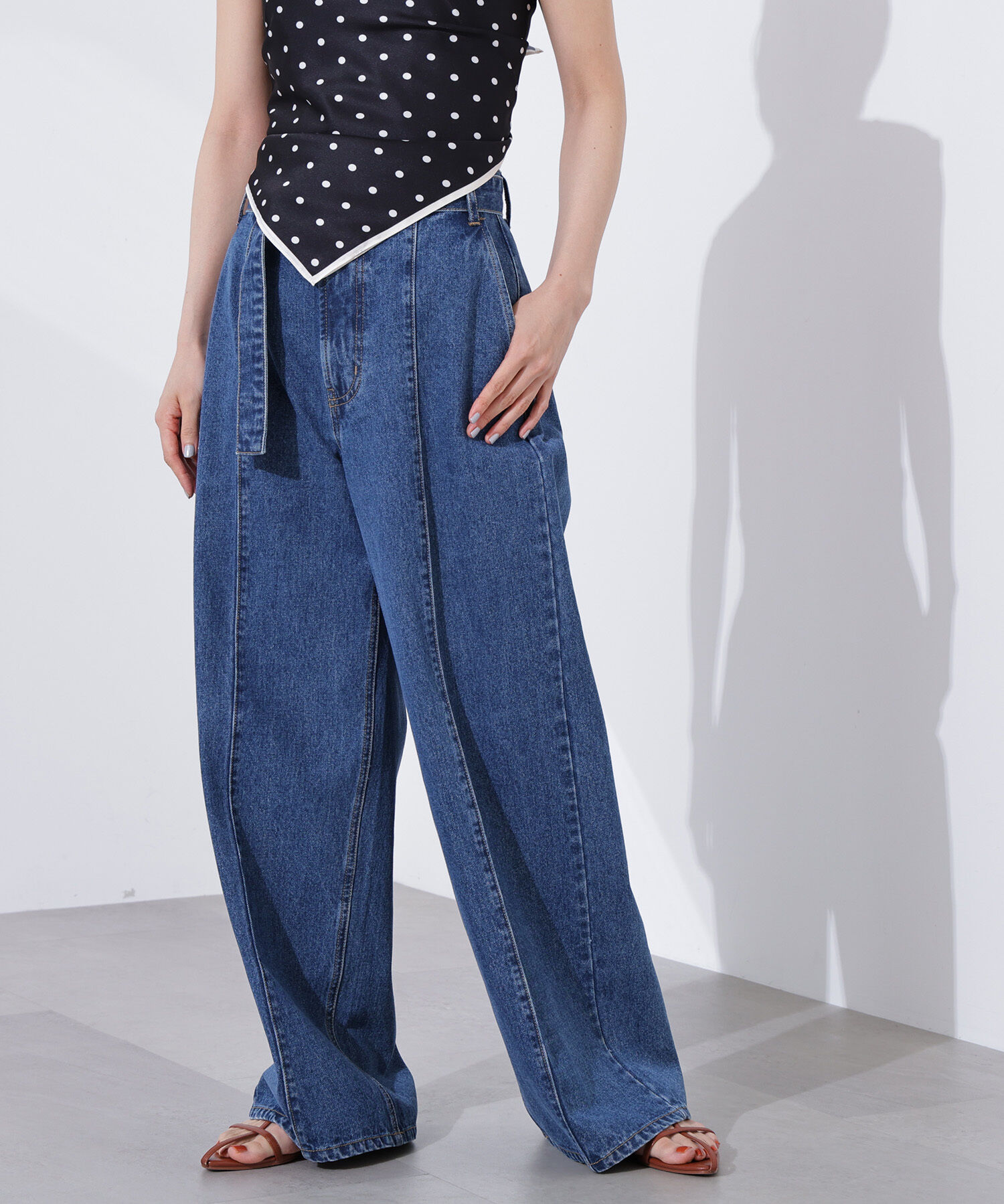  「ベルテッドワイドデニムパンツ」|その他|