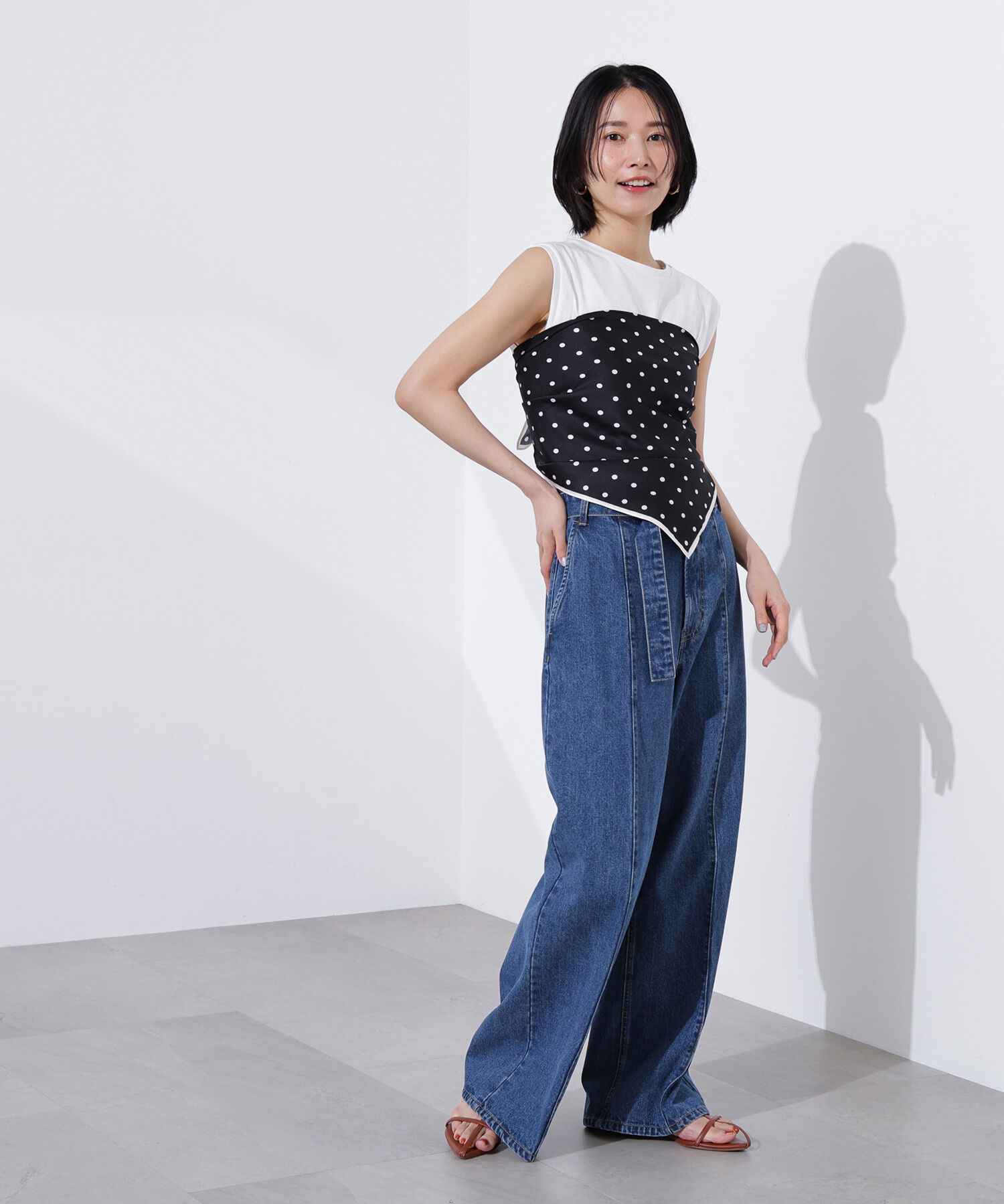  「ベルテッドワイドデニムパンツ」|その他|