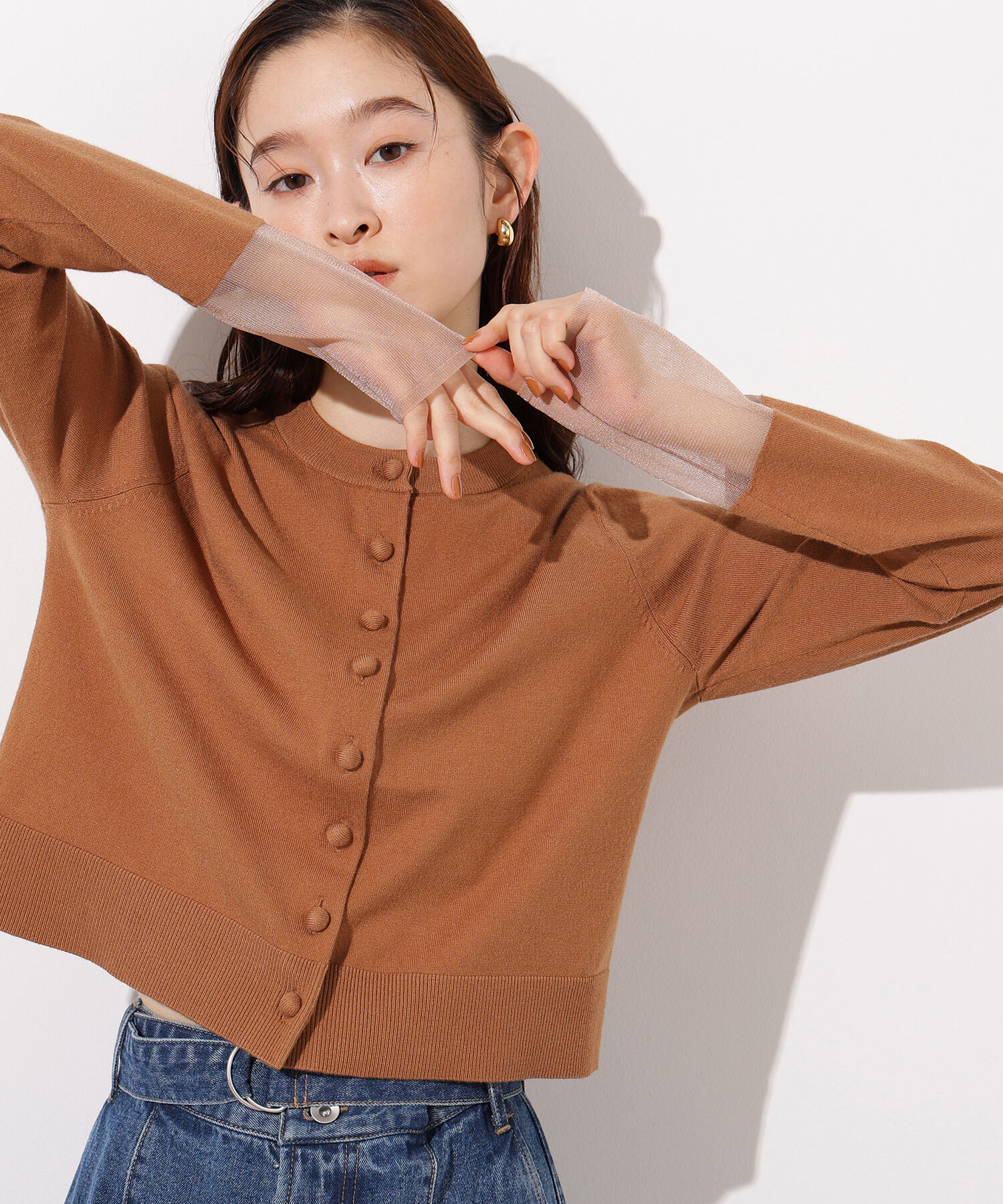  「シアーカフスコンパクトカーデ」|ニット・セーター|