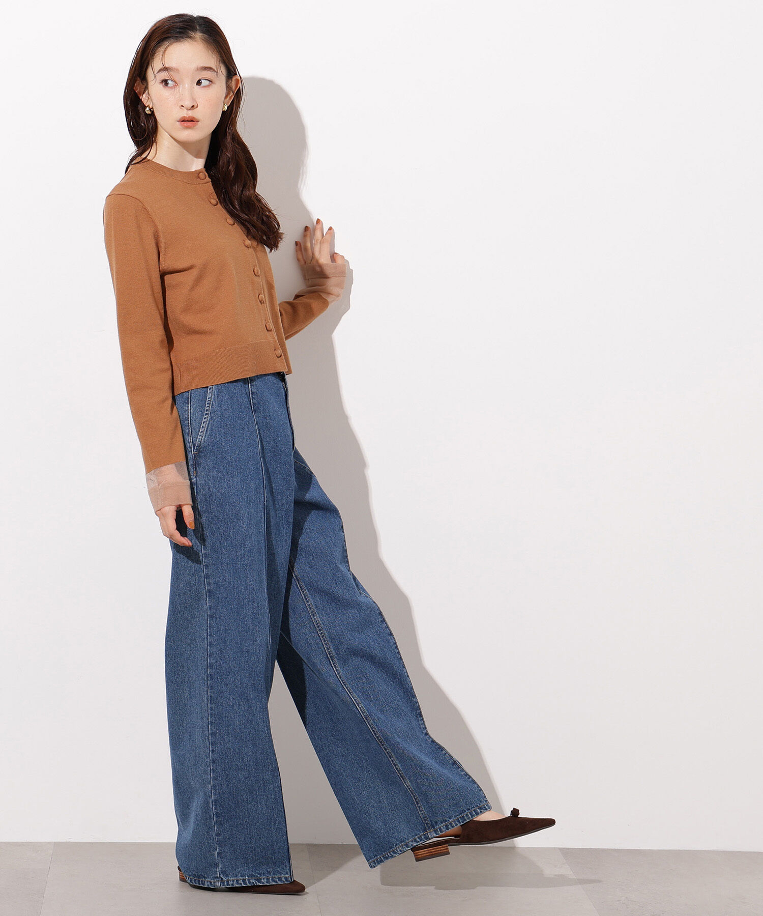  「シアーカフスコンパクトカーデ」|ニット・セーター|