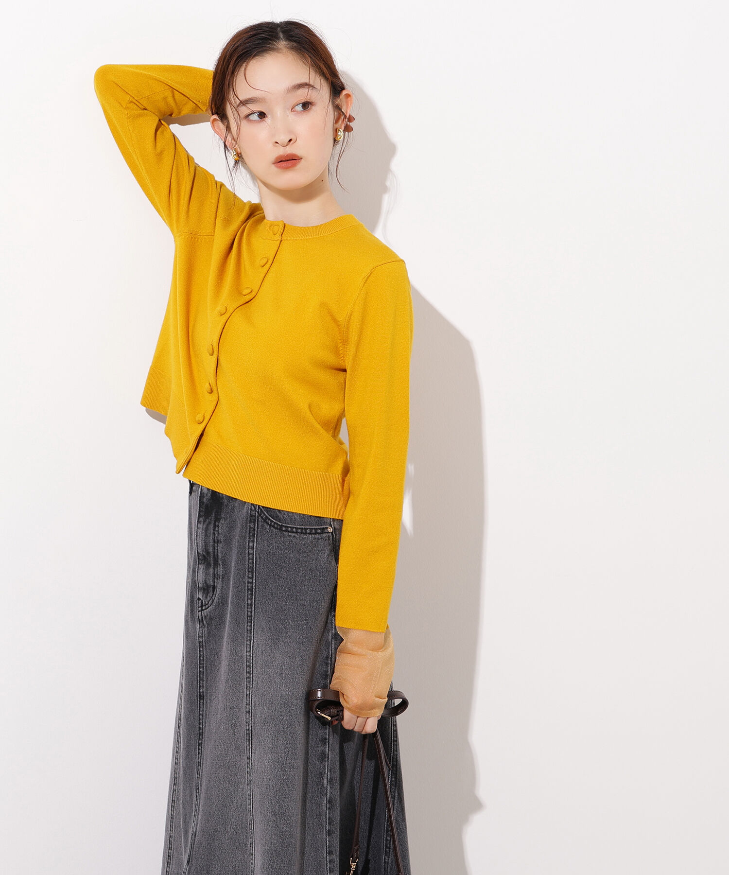  「シアーカフスコンパクトカーデ」|ニット・セーター|