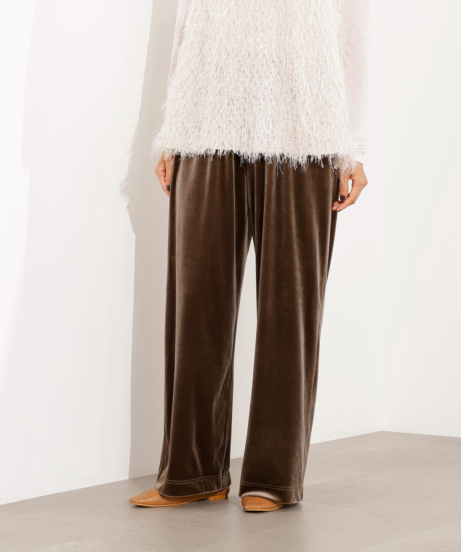  「ベロアパンツ」|その他|ベージュ