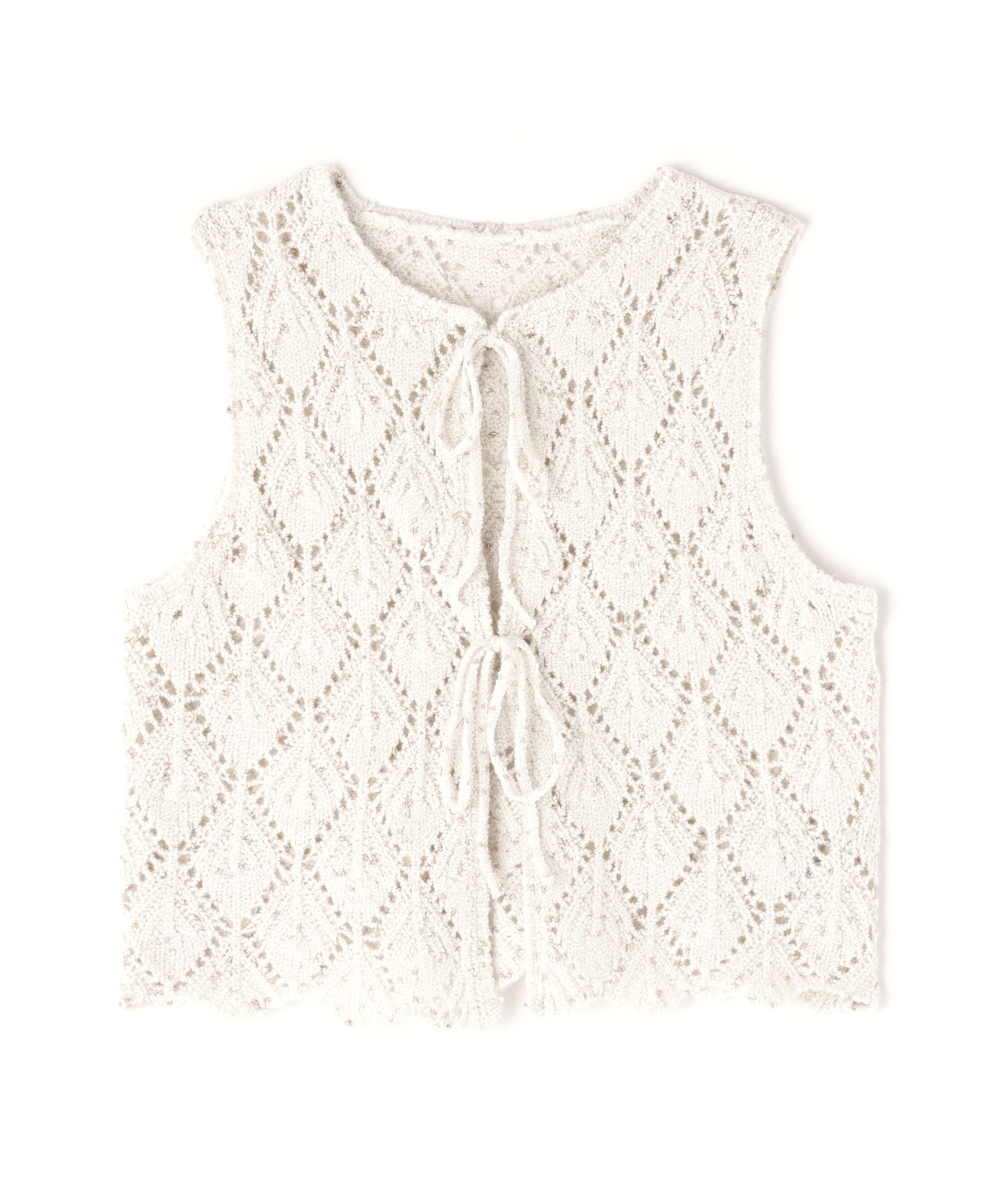  「ラメネップ透かし編みジレ」|ニット・セーター|