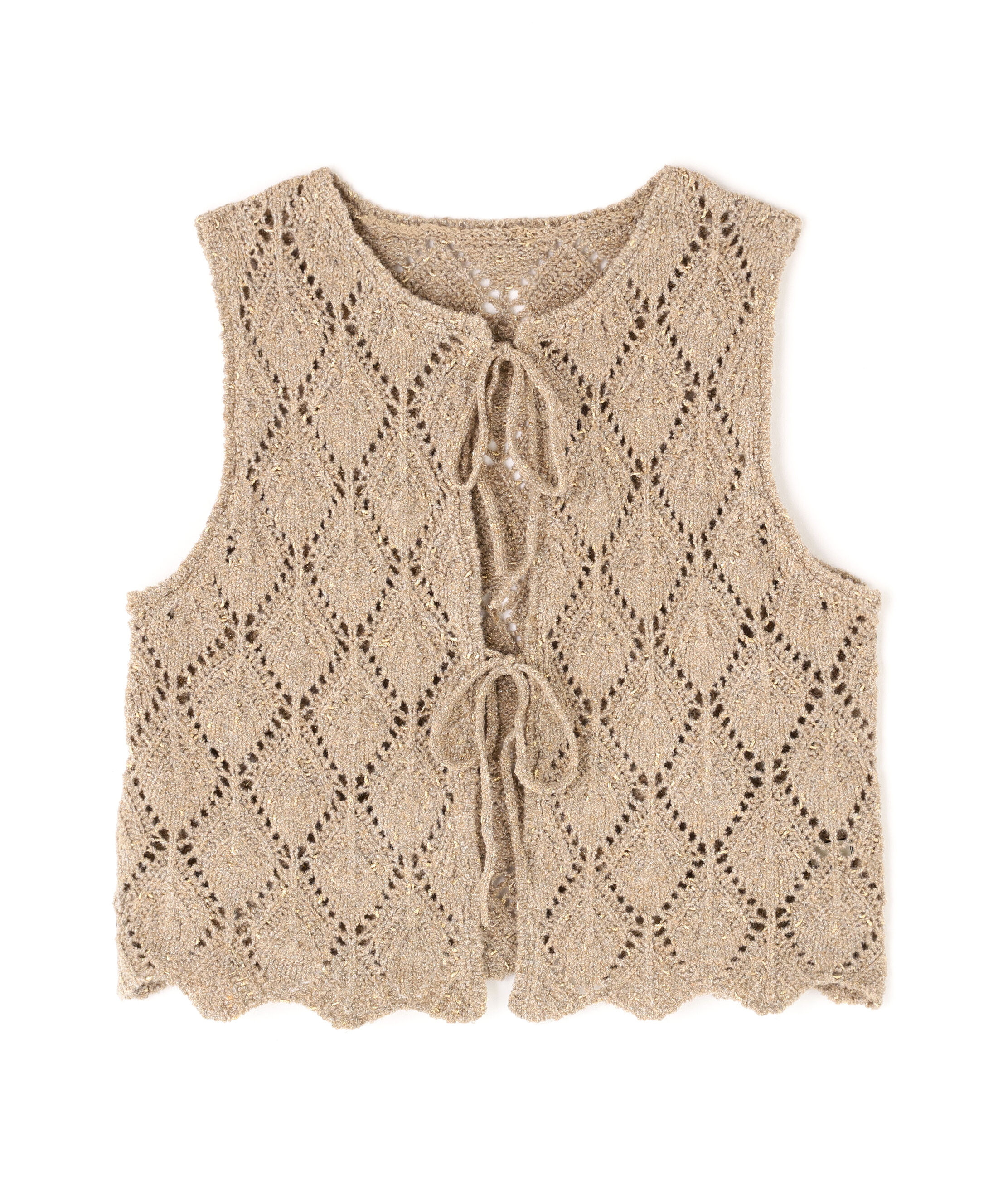  「ラメネップ透かし編みジレ」|ニット・セーター|