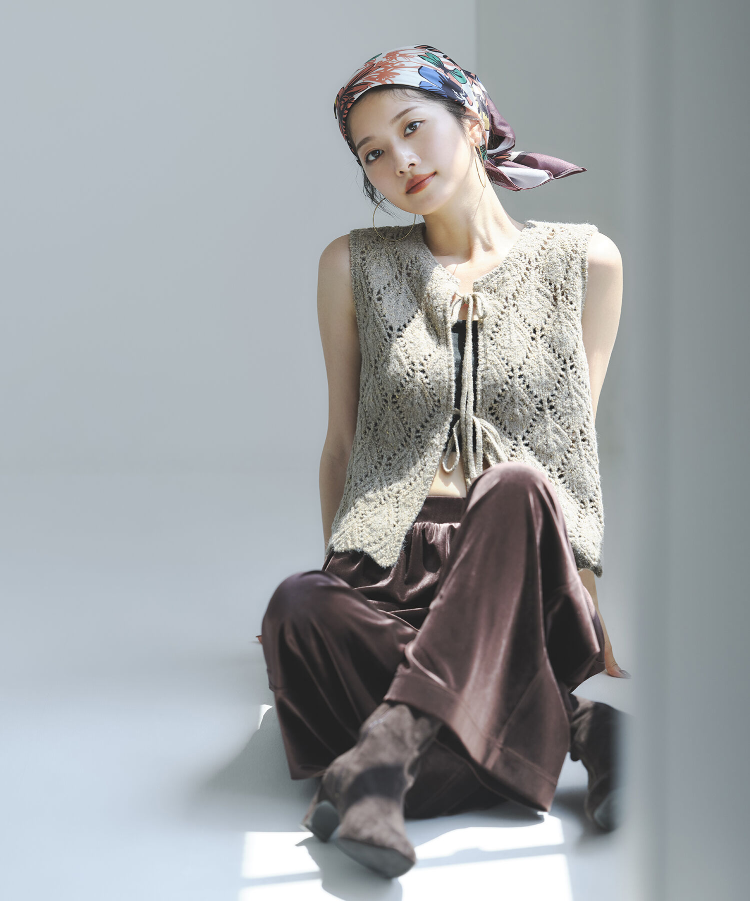  「ラメネップ透かし編みジレ」|ニット・セーター|