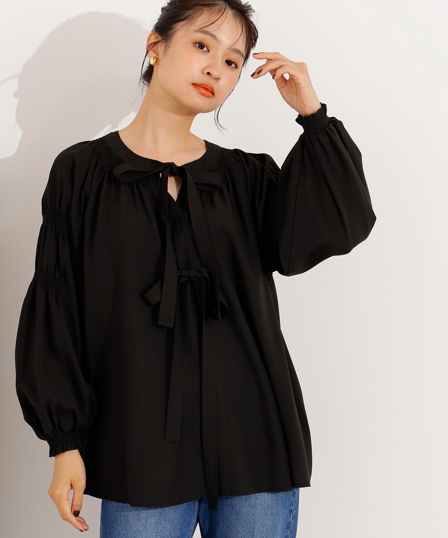  「2wayダブルリボンチュニックブラウス」|シャツ・ブラウス|