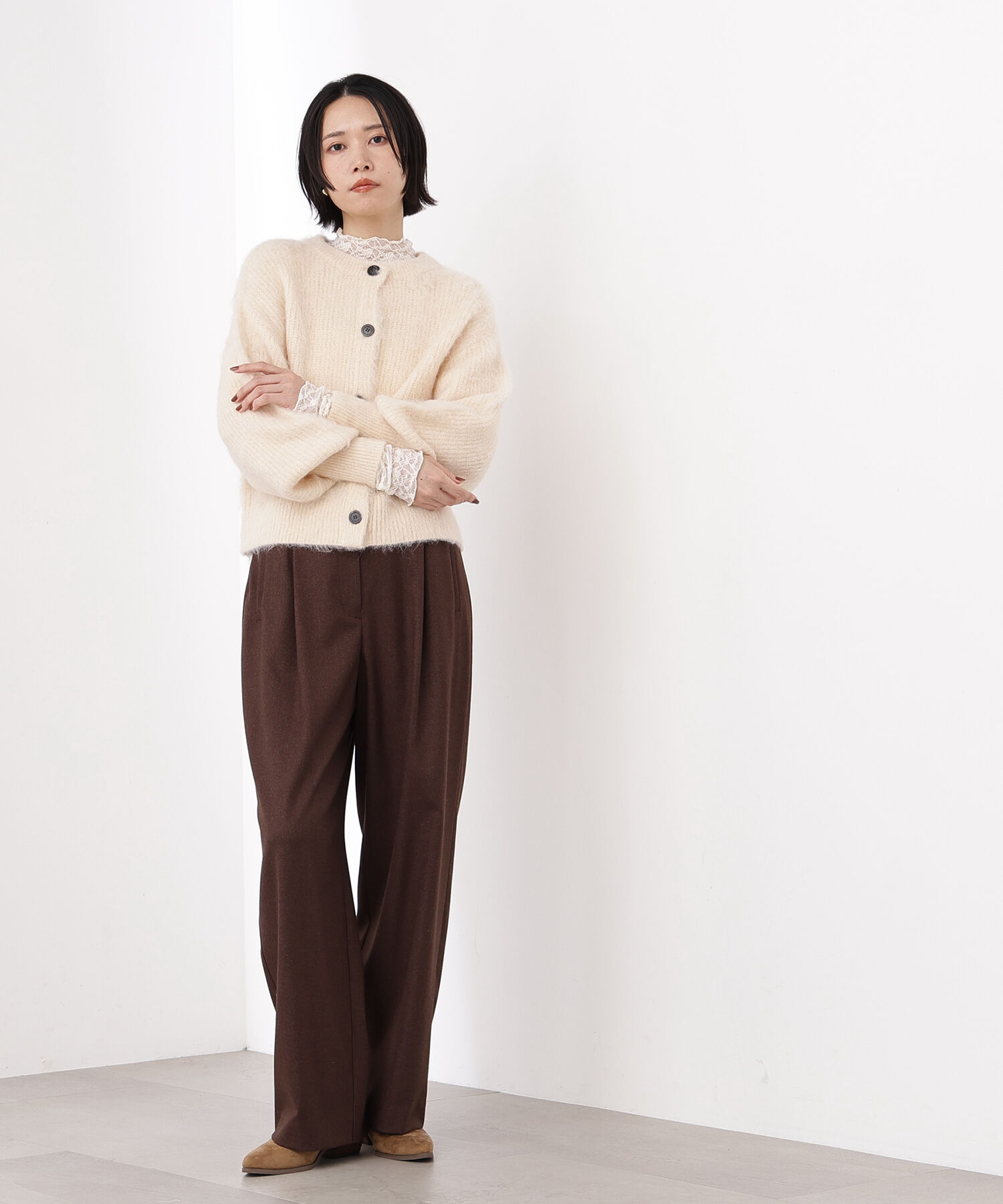  「クルーネックフェザーカーディガン」|ニット・セーター|