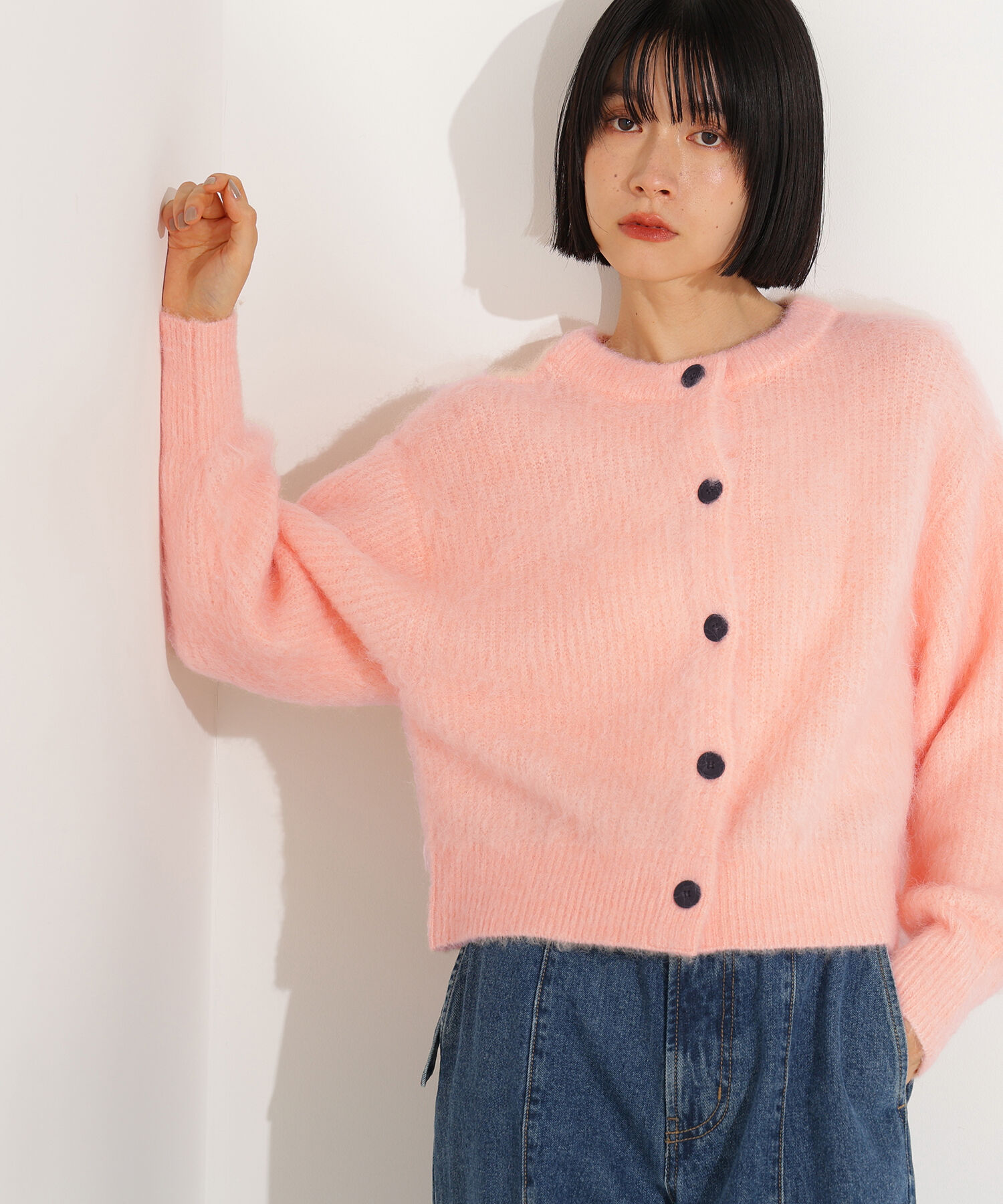  「クルーネックフェザーカーディガン」|ニット・セーター|