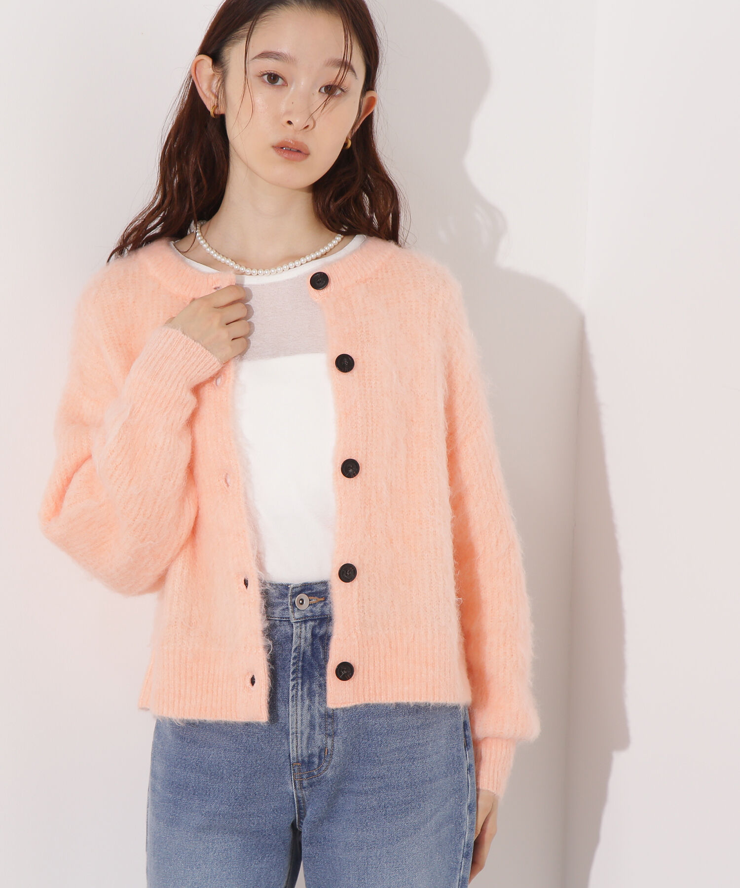  「クルーネックフェザーカーディガン」|ニット・セーター|