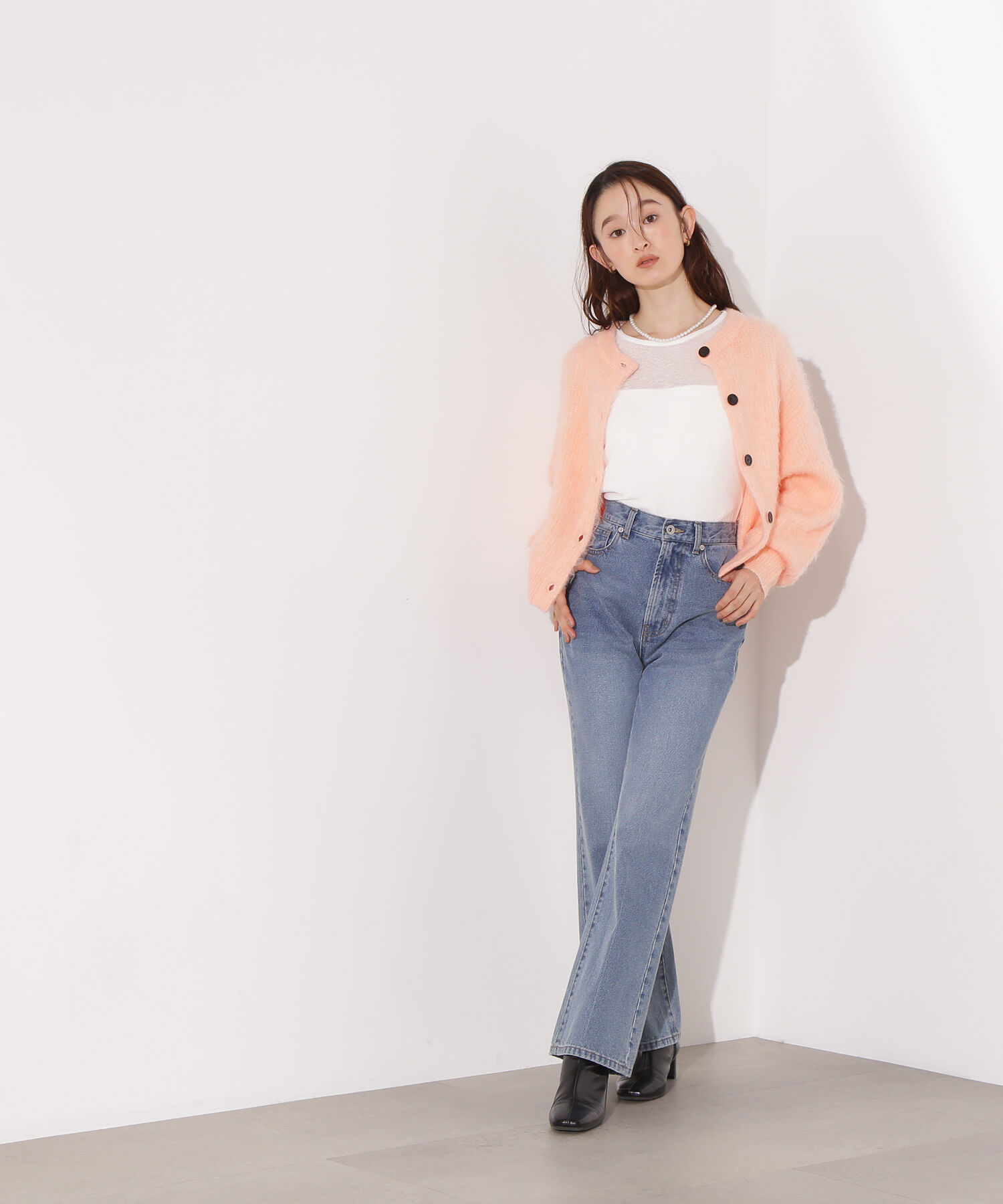  「クルーネックフェザーカーディガン」|ニット・セーター|