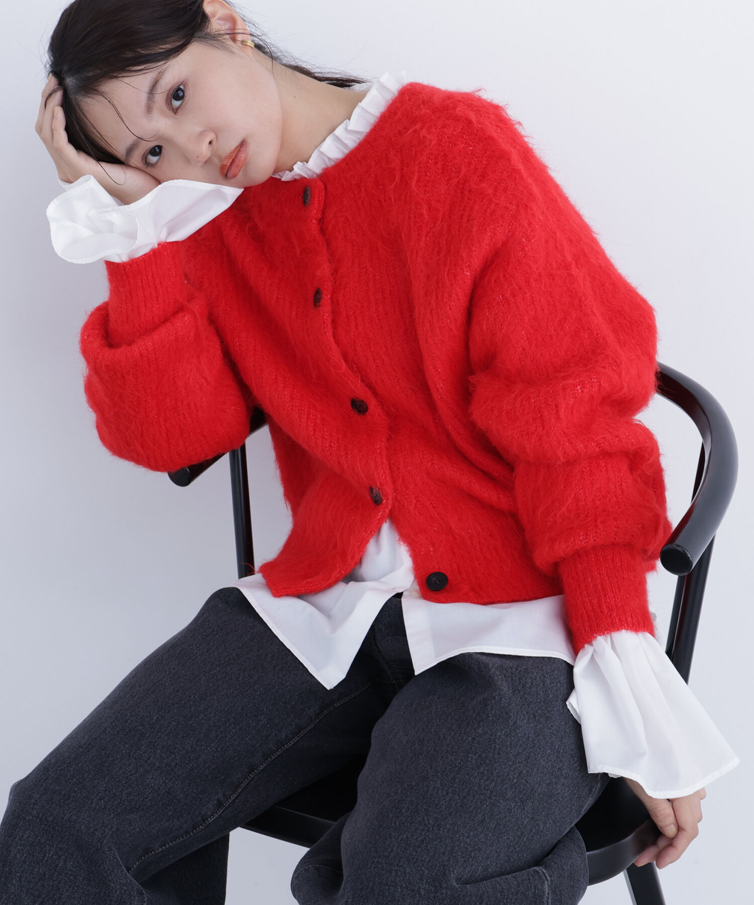  「クルーネックフェザーカーディガン」|ニット・セーター|