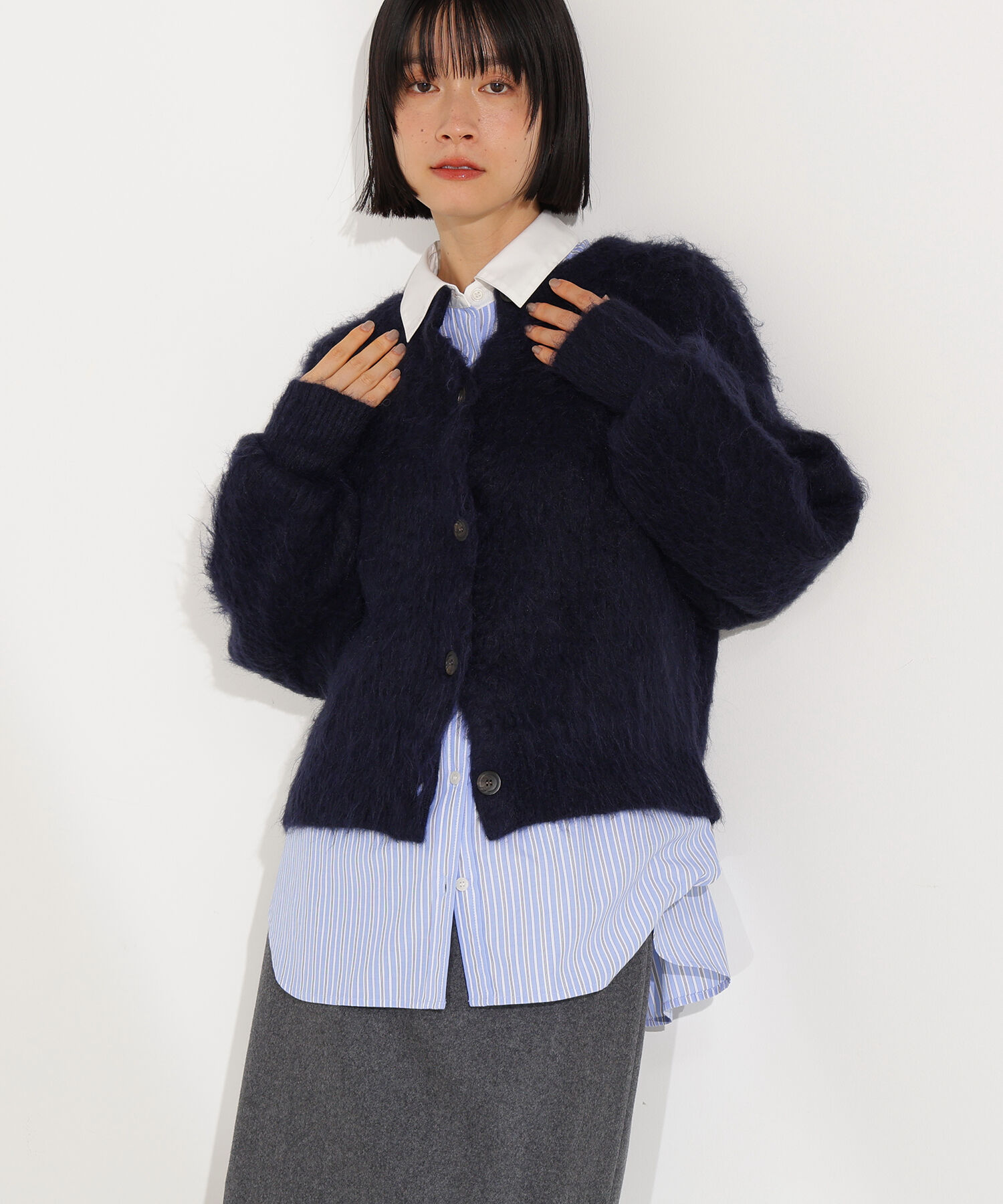  「クルーネックフェザーカーディガン」|ニット・セーター|