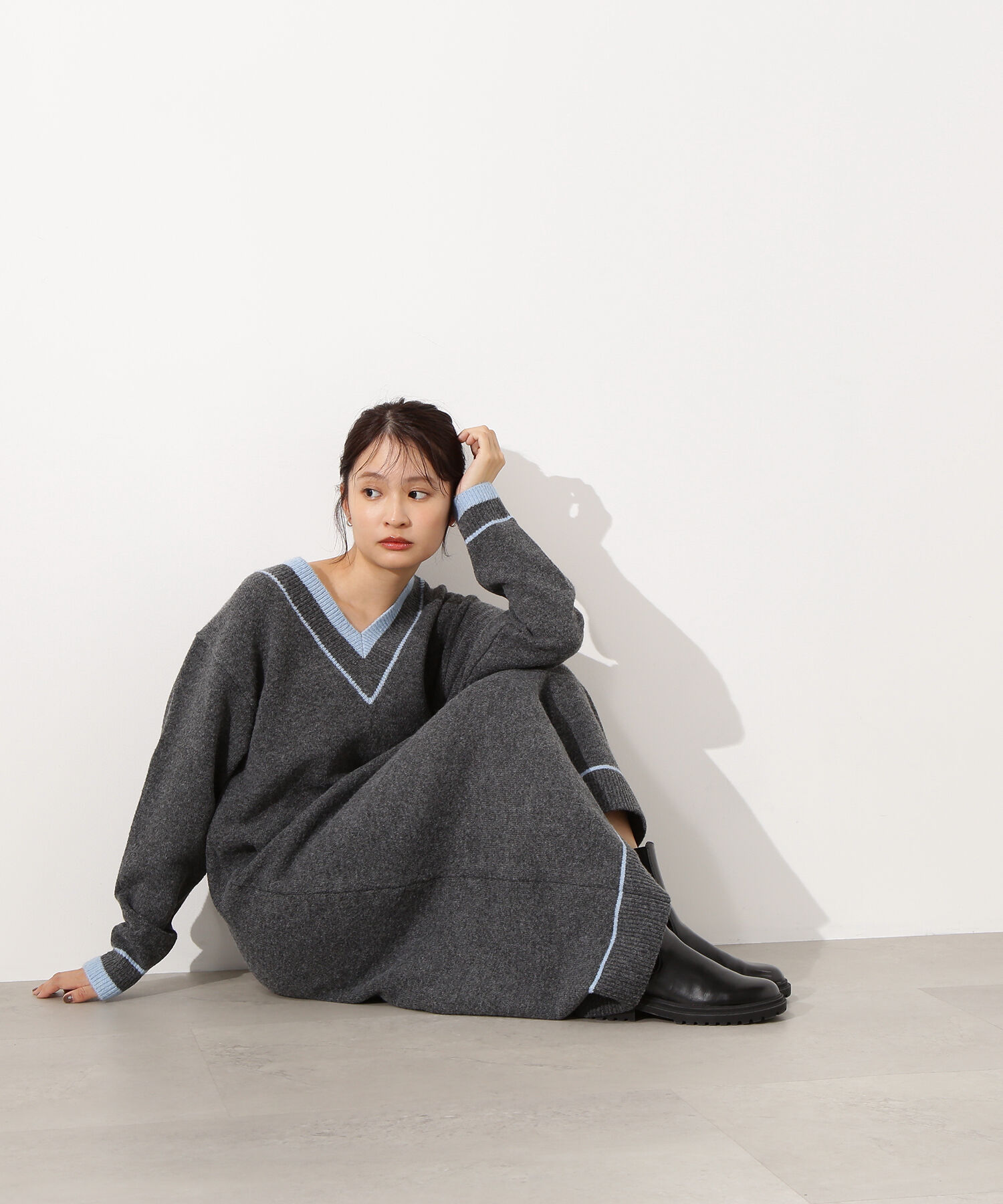  「チルデンマキシワンピース」|スカート|チャコール1