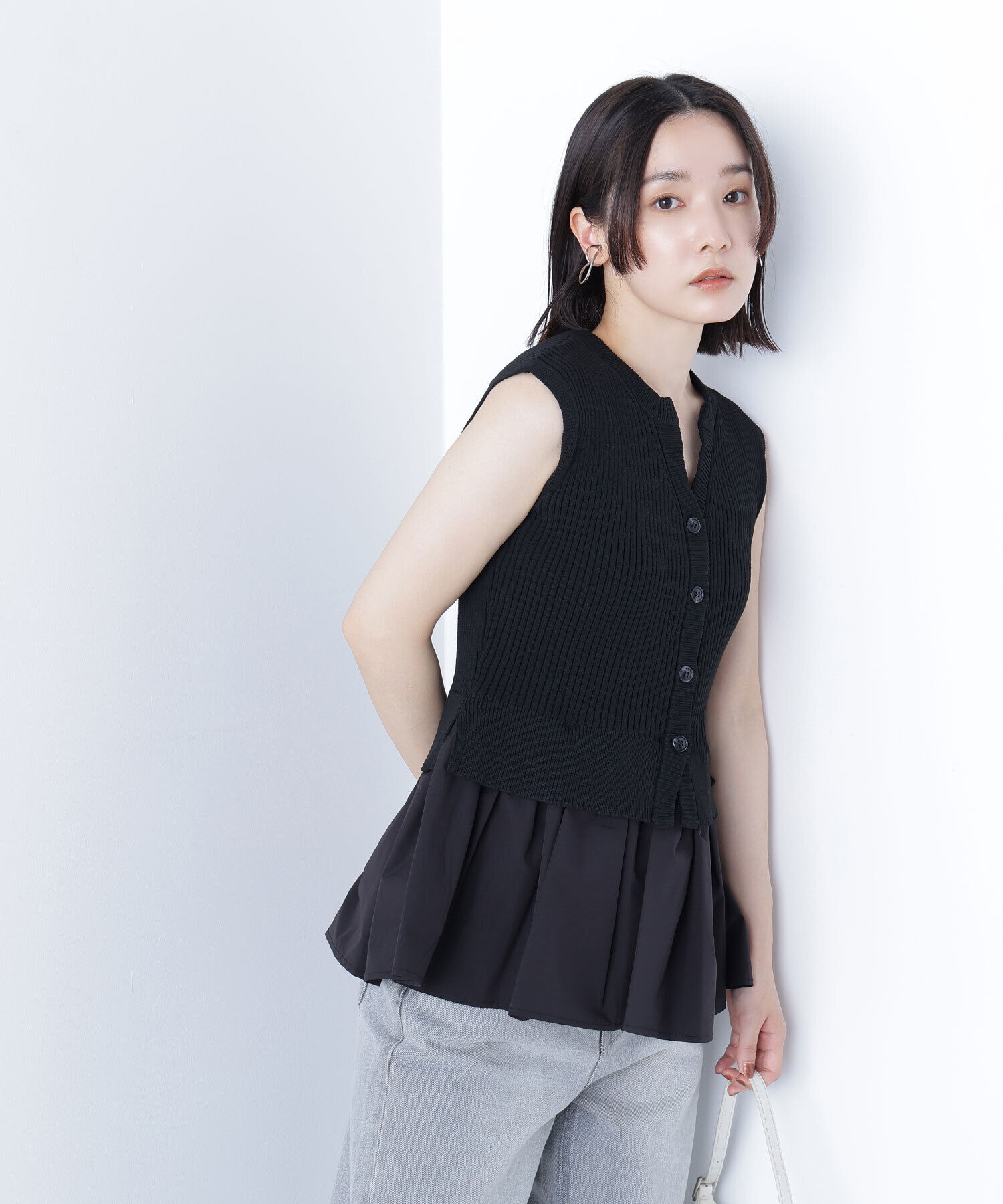  「2wayドッキングペプラムベスト」|ニット・セーター|