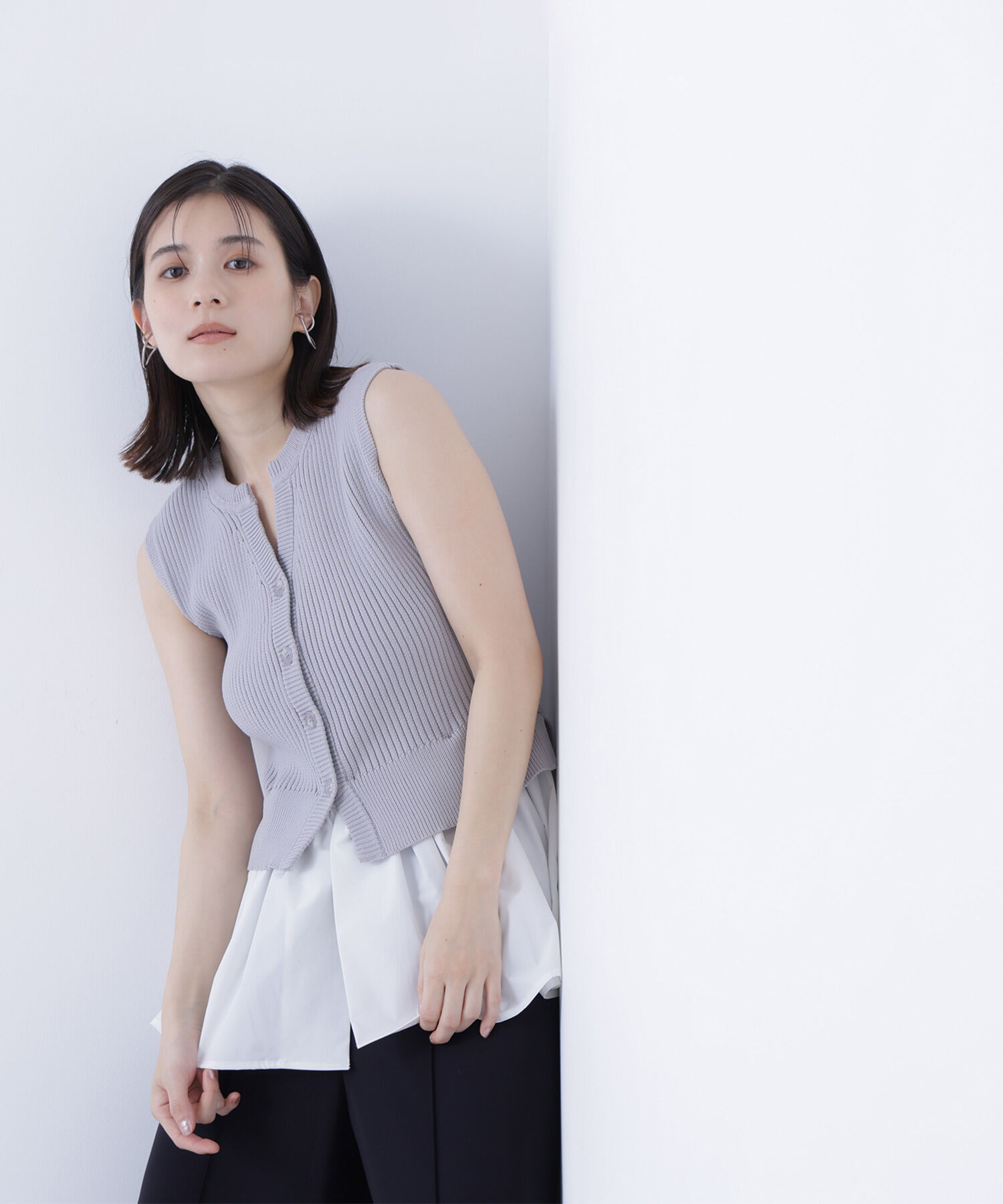  「2wayドッキングペプラムベスト」|ニット・セーター|