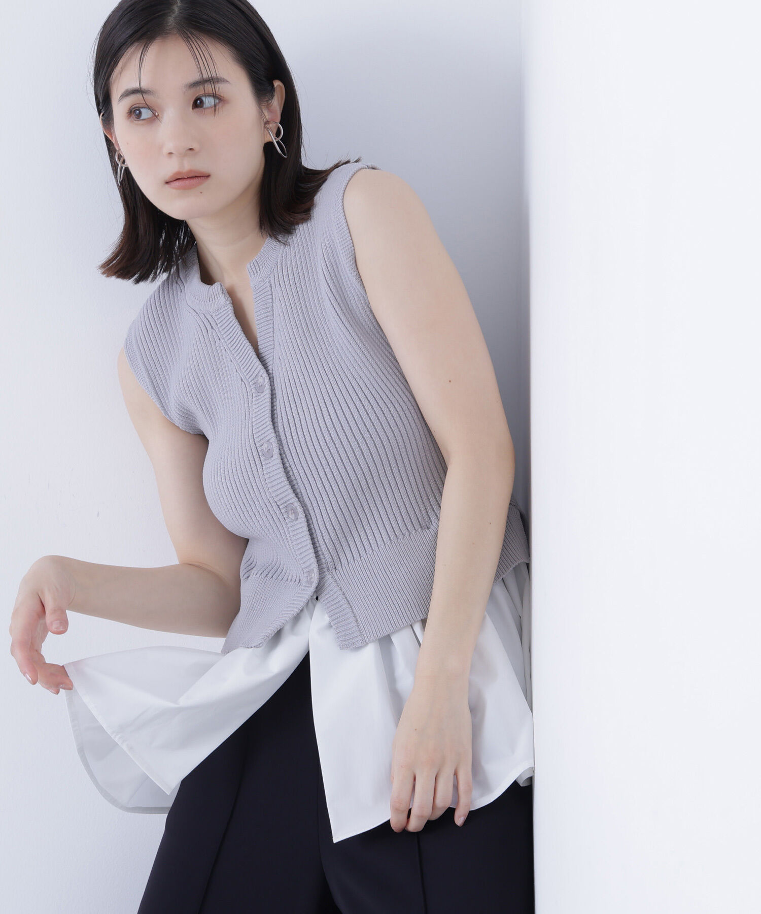  「2wayドッキングペプラムベスト」|ニット・セーター|