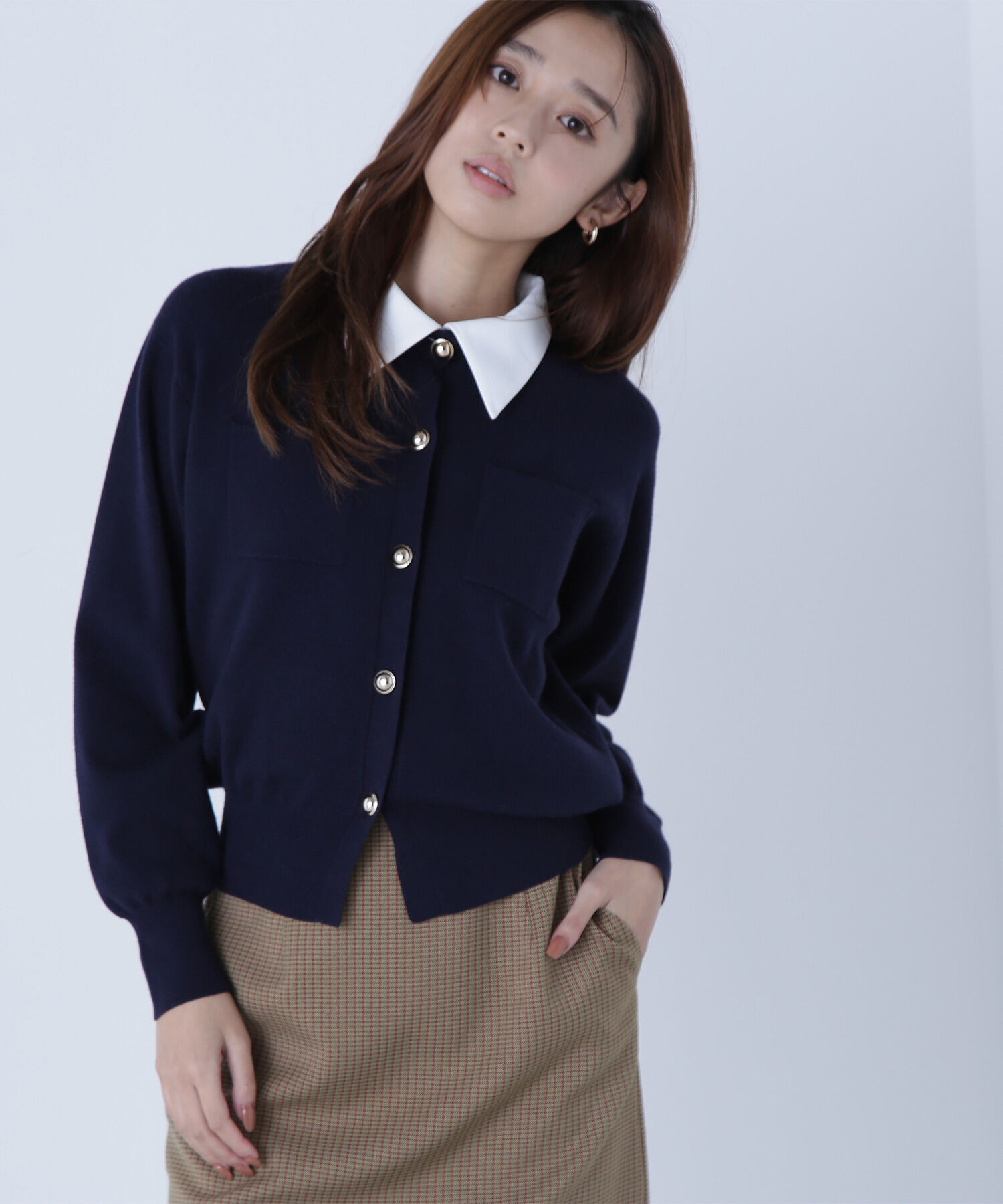  「2wayカラーニットジャケット」|ニット・セーター|