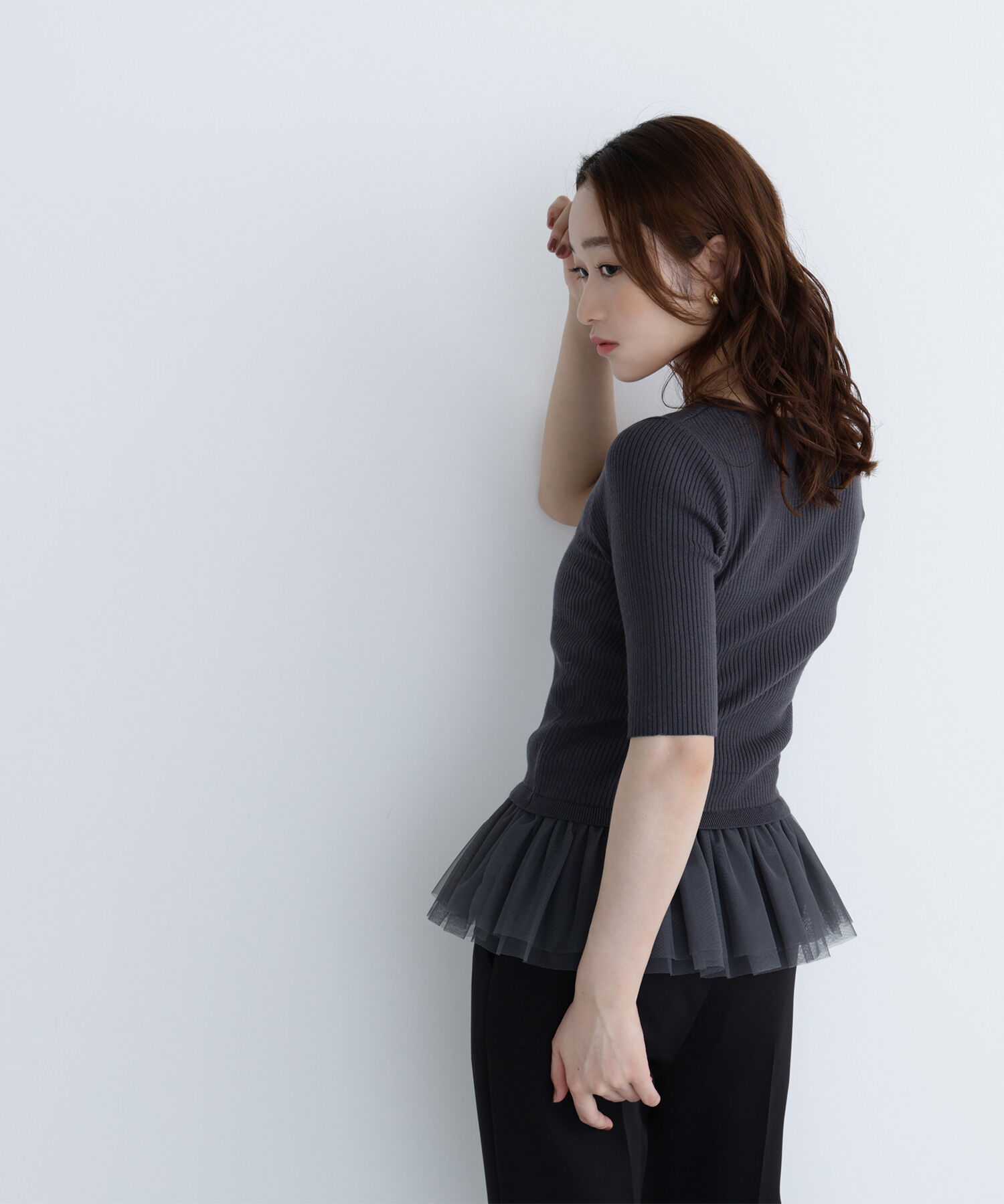  「チュールペプラムニットアンサンブル」|ニット・セーター|