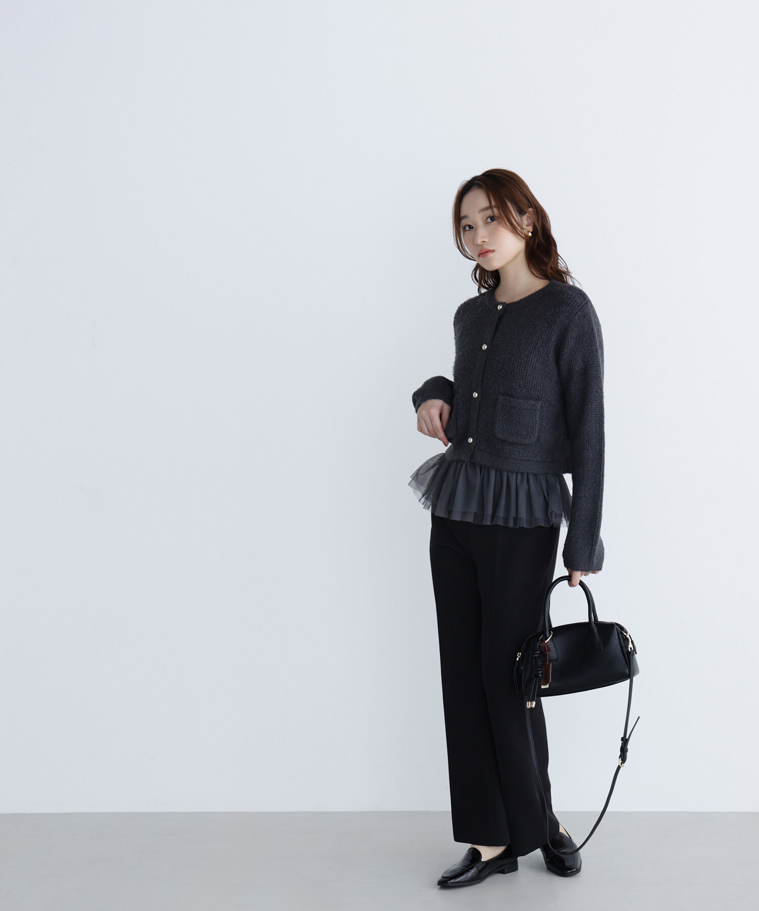  「チュールペプラムニットアンサンブル」|ニット・セーター|