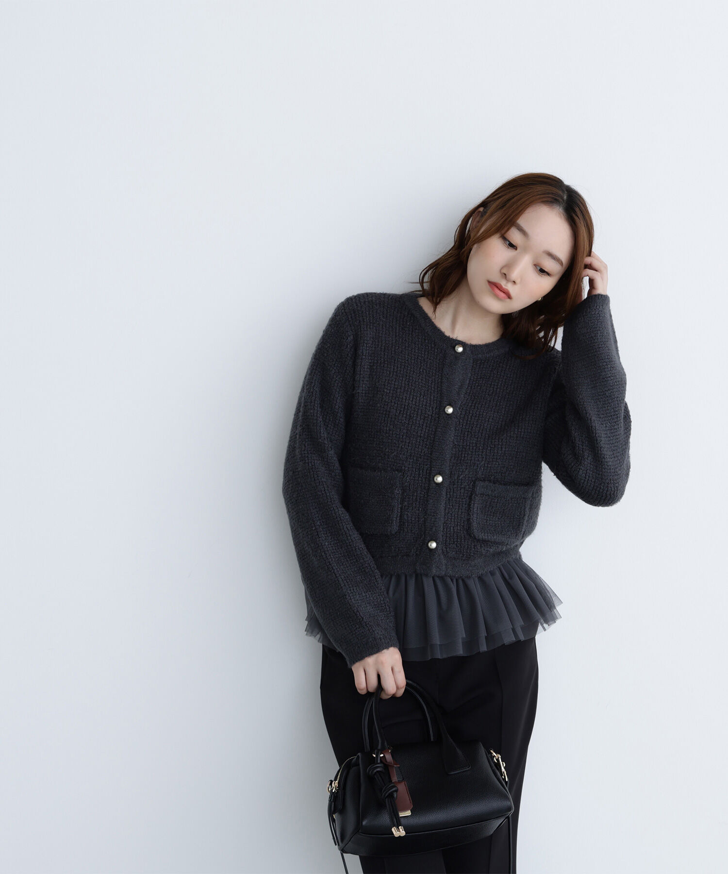  「チュールペプラムニットアンサンブル」|ニット・セーター|