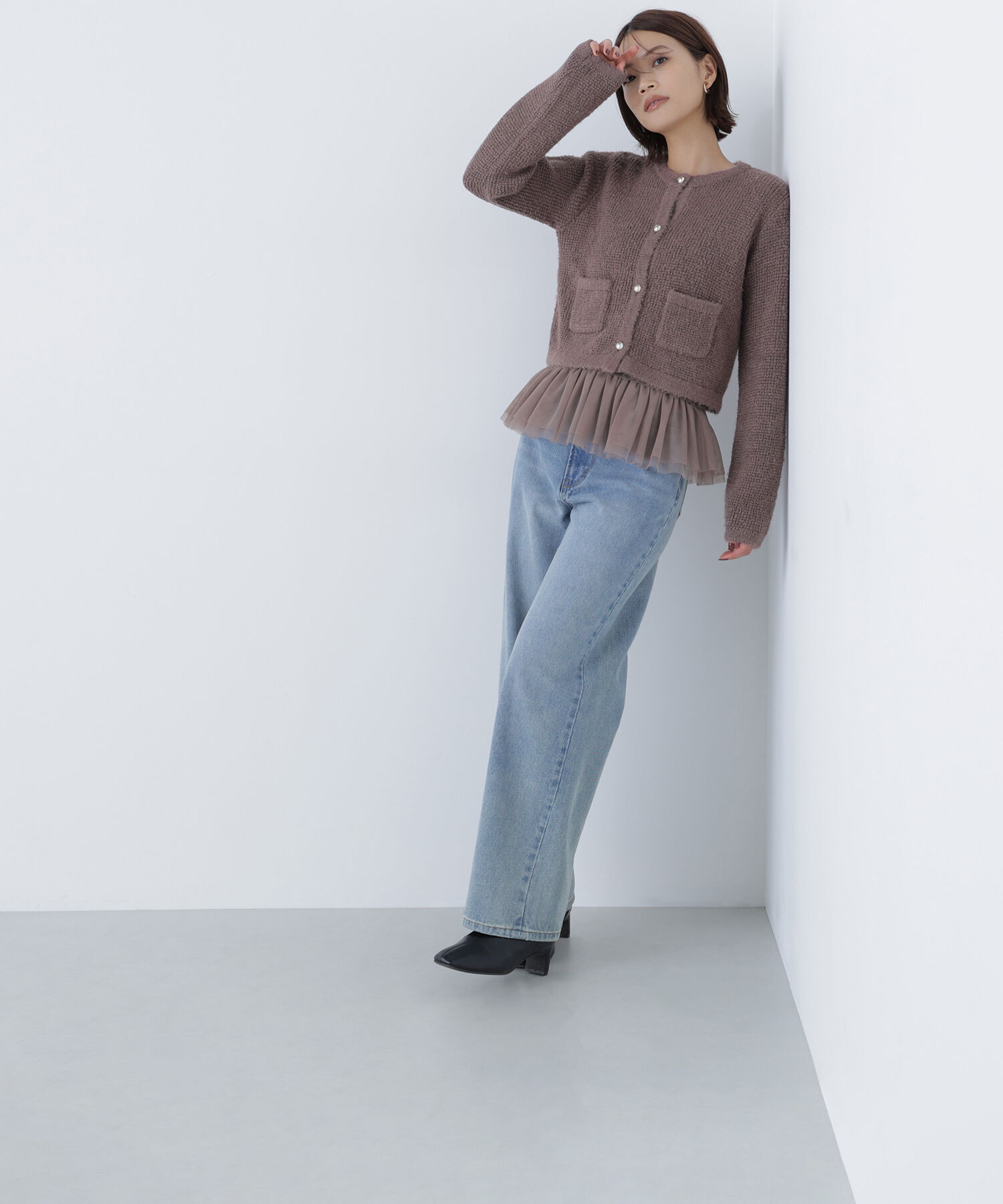  「チュールペプラムニットアンサンブル」|ニット・セーター|