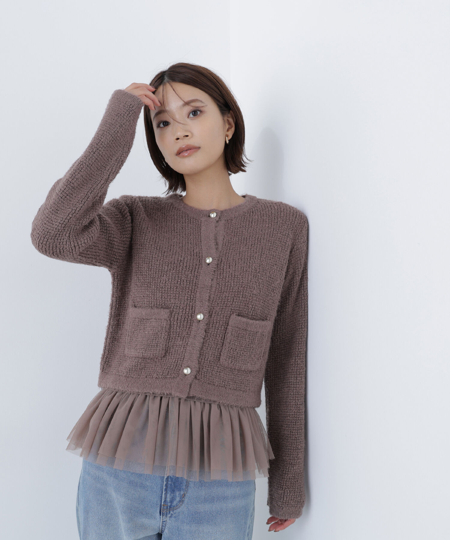  「チュールペプラムニットアンサンブル」|ニット・セーター|