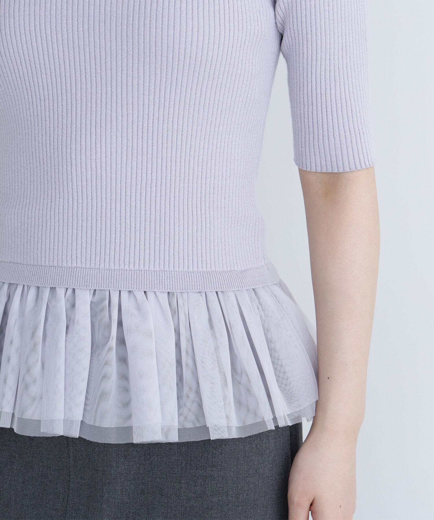  「チュールペプラムニットアンサンブル」|ニット・セーター|