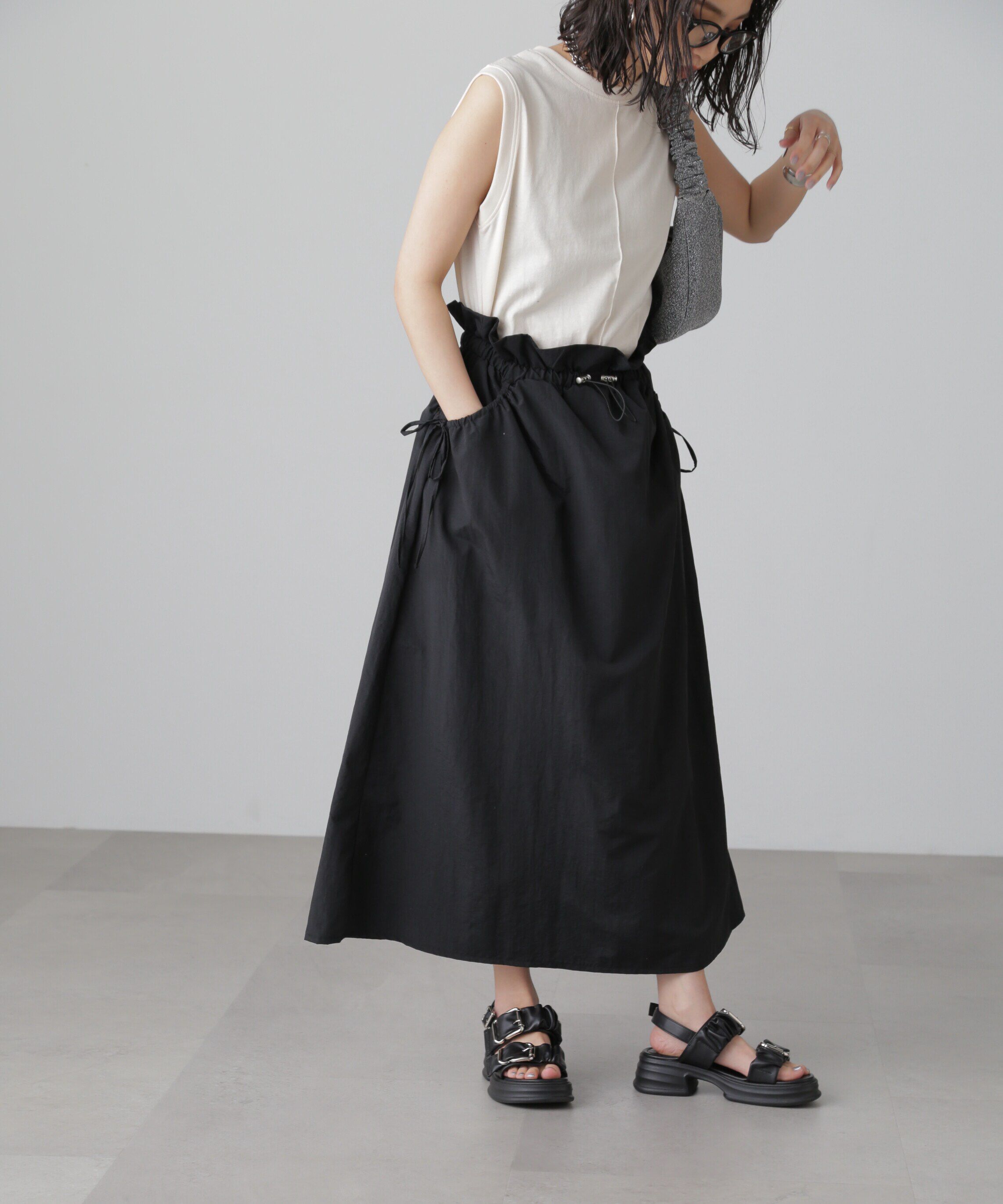  「カットドッキングウエストドロストワンピース」|ワンピース|