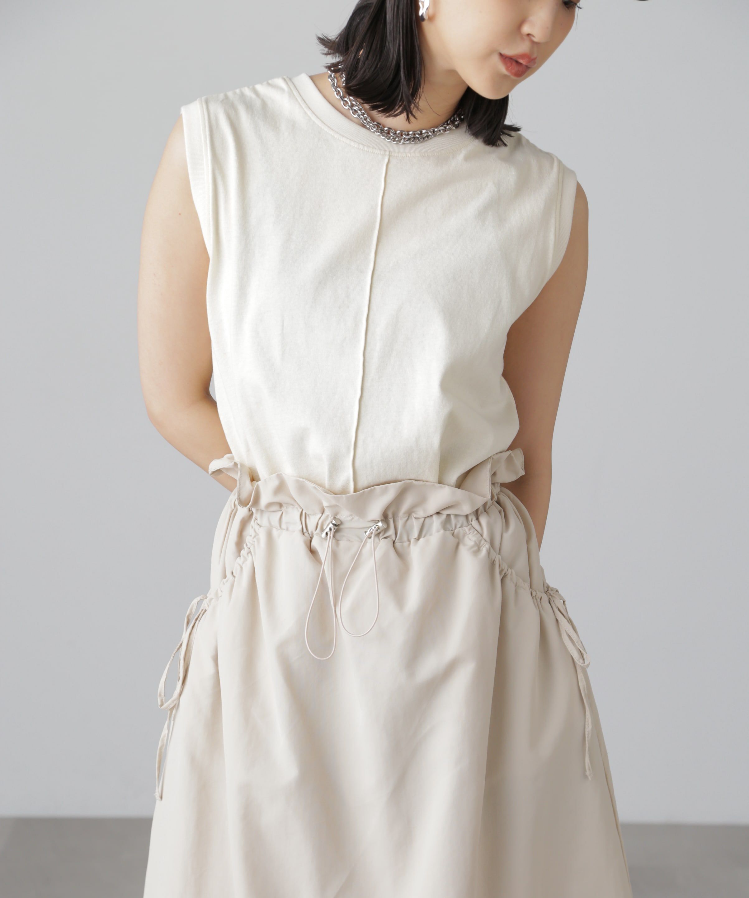  「カットドッキングウエストドロストワンピース」|ワンピース|