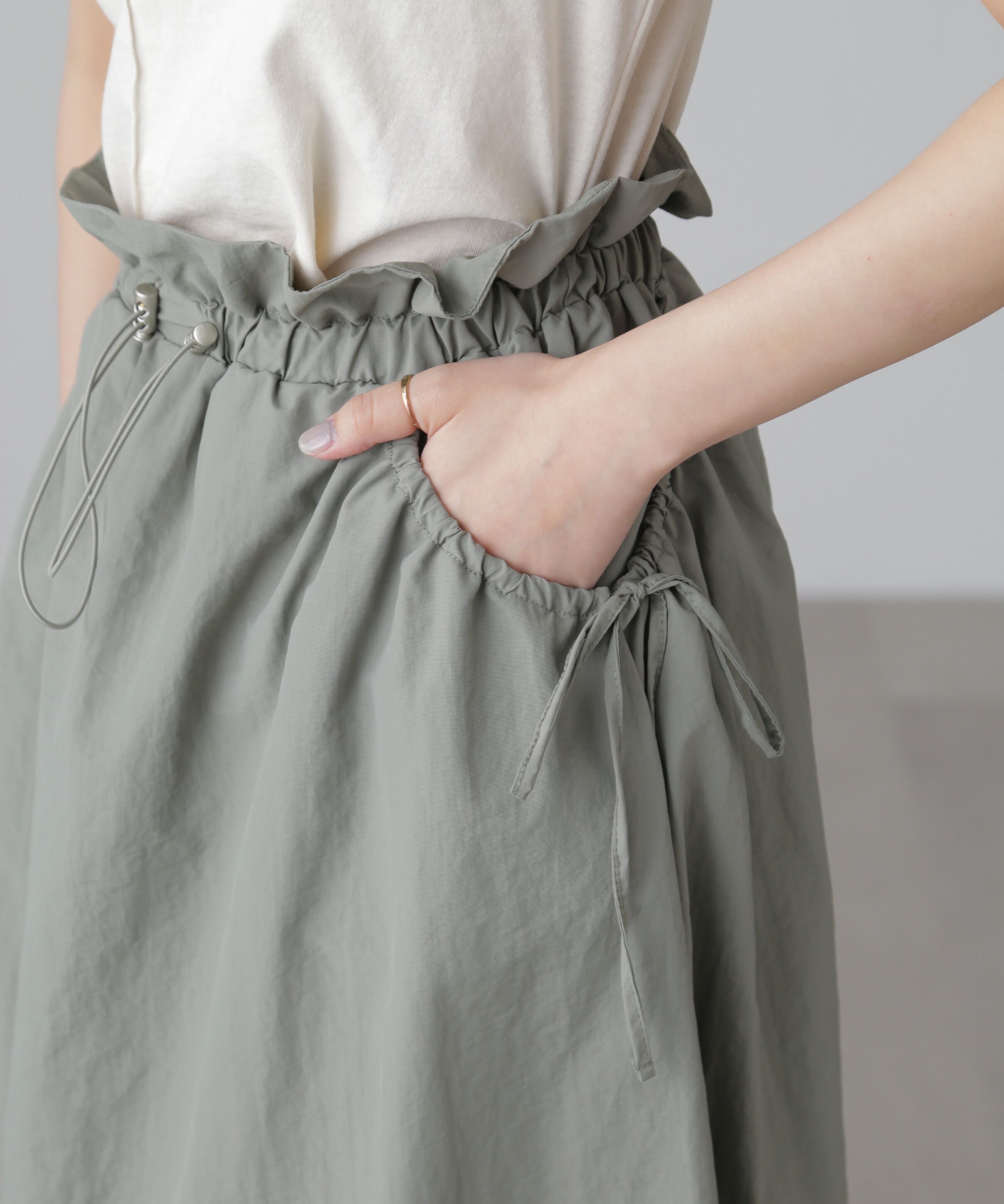  「カットドッキングウエストドロストワンピース」|ワンピース|