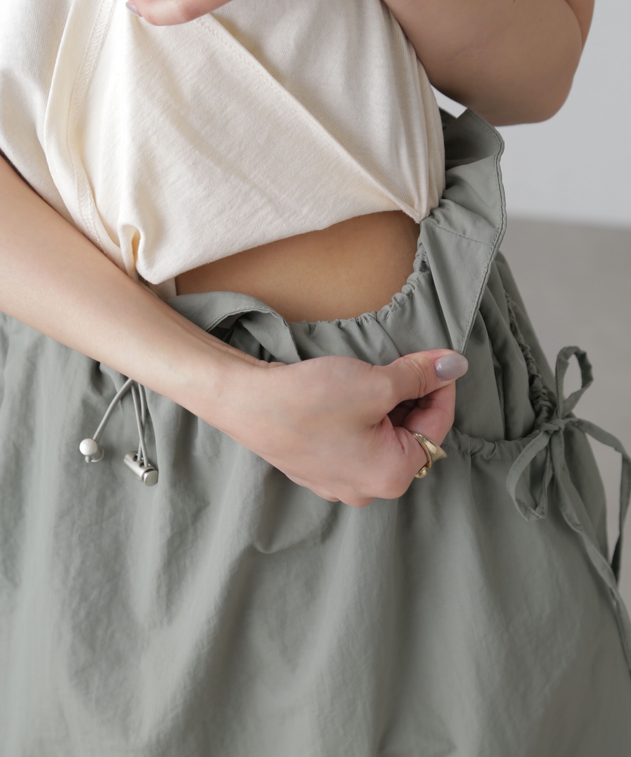  「カットドッキングウエストドロストワンピース」|ワンピース|