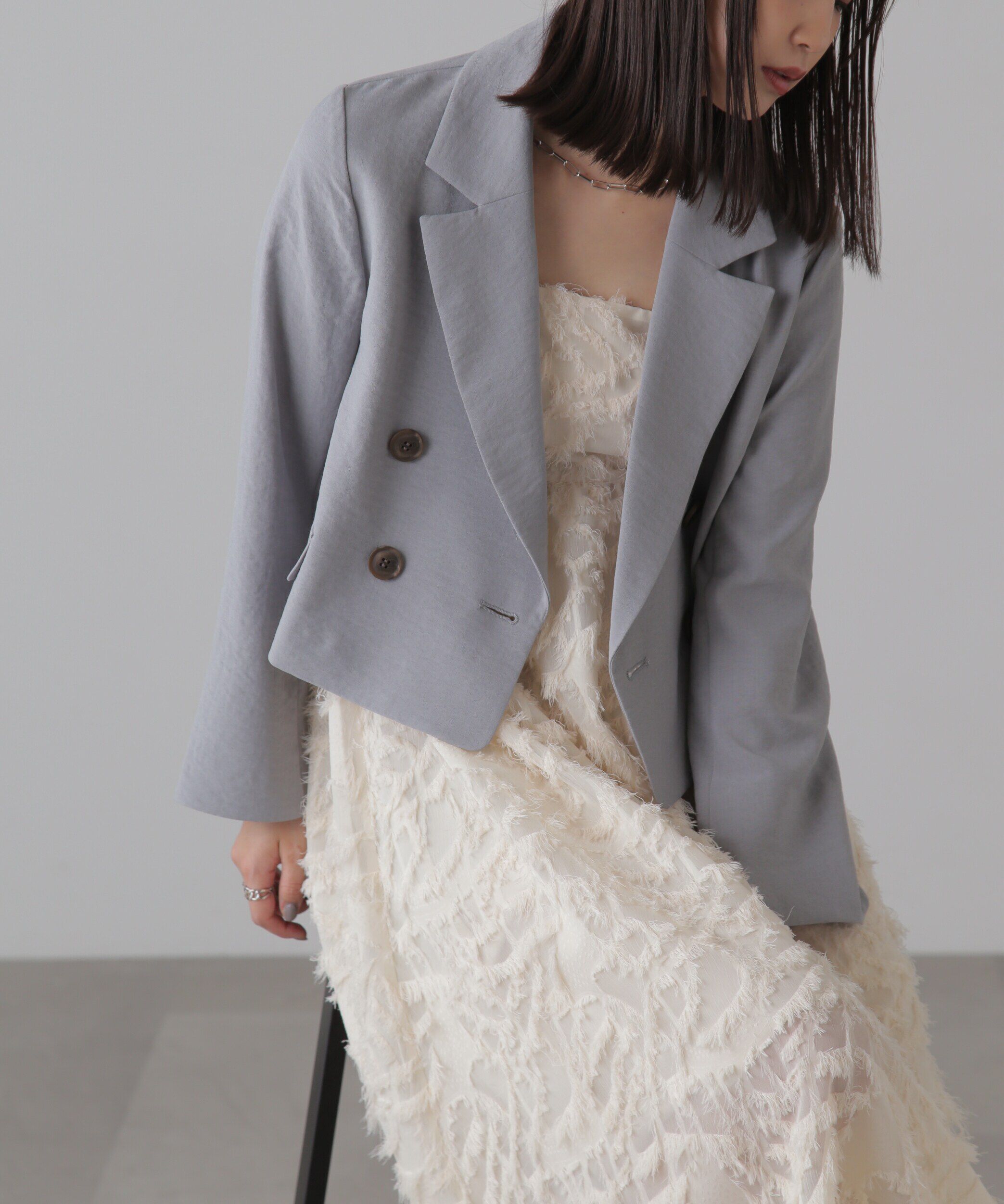  「[低身長サイズ/Sシリーズ]気流染めショート丈ダブルジャケット」|その他|