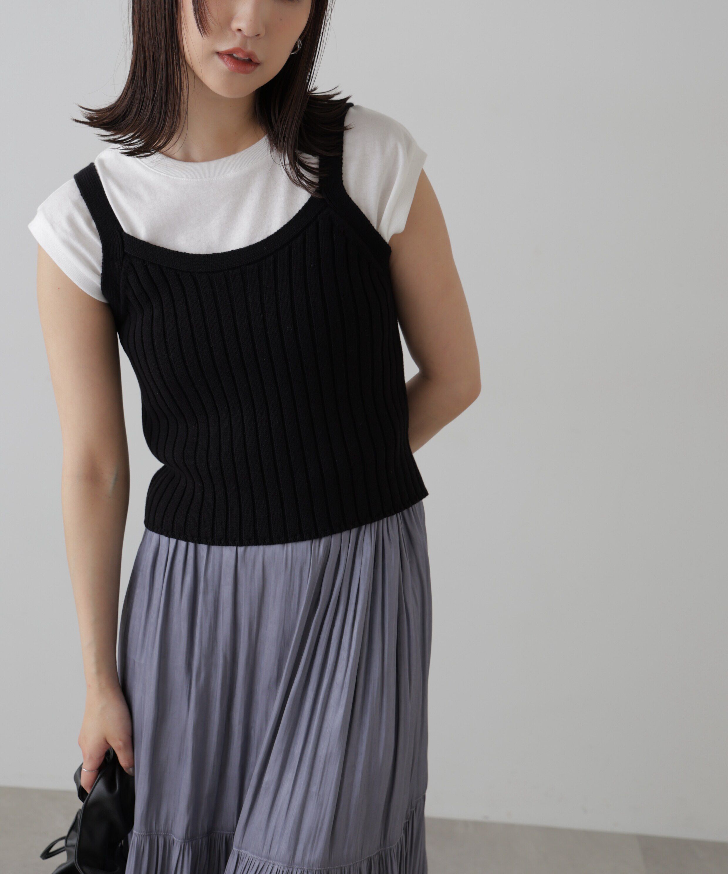  「リブニットタンクトップ」|ニット・セーター|ブラック