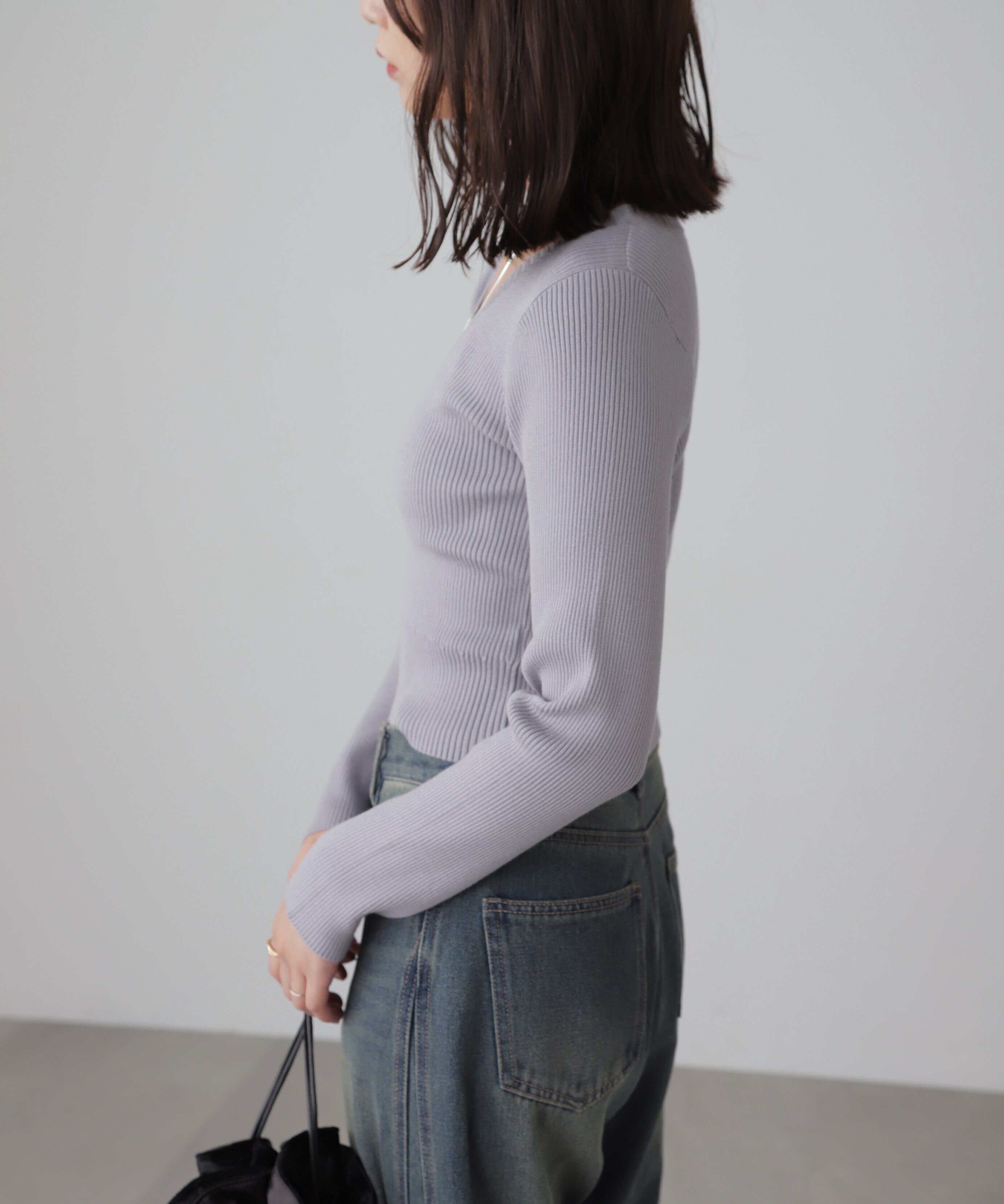  「〈洗える〉マシンウォッシャブルUネックニット」|ニット・セーター|