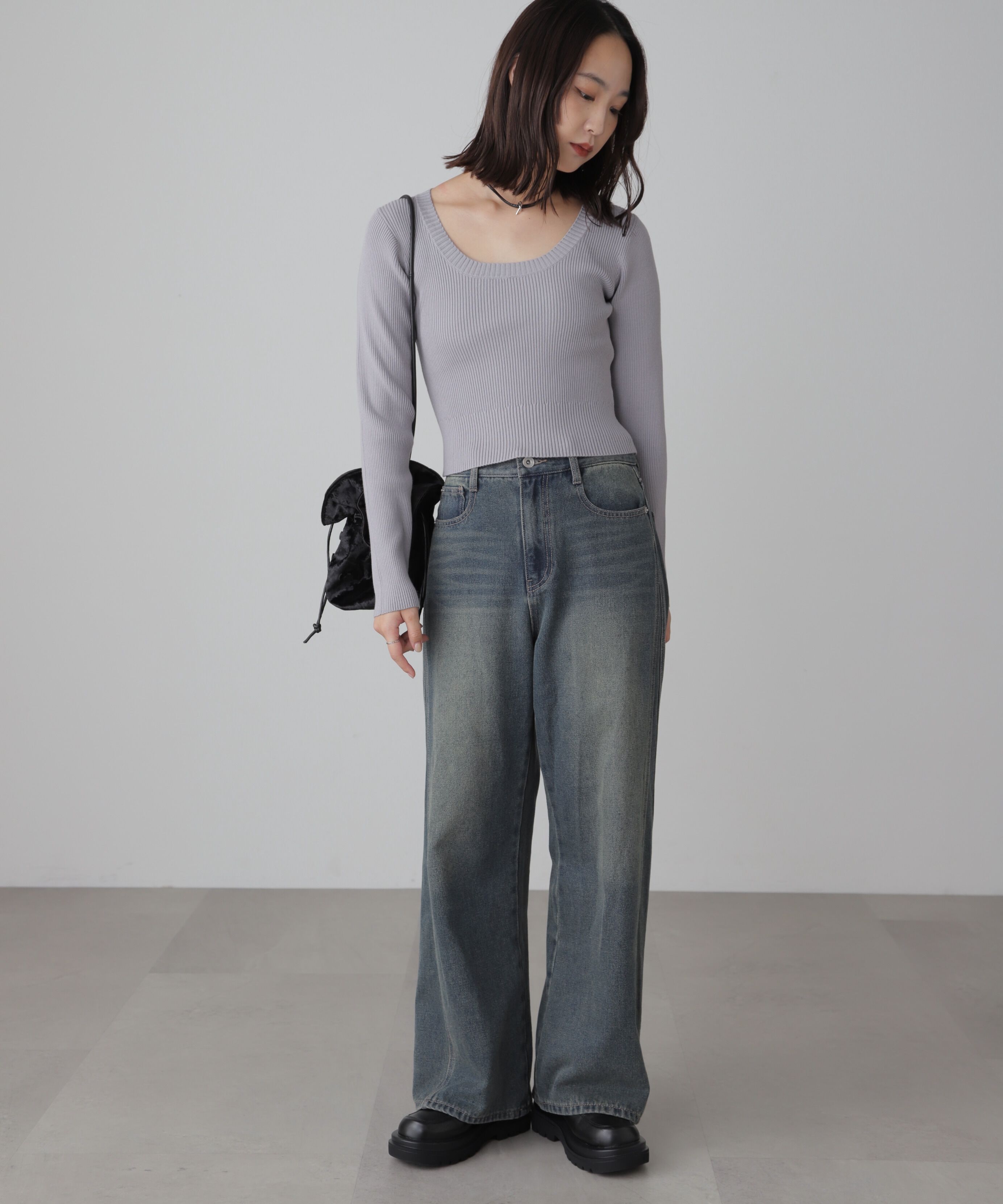  「〈洗える〉マシンウォッシャブルUネックニット」|ニット・セーター|