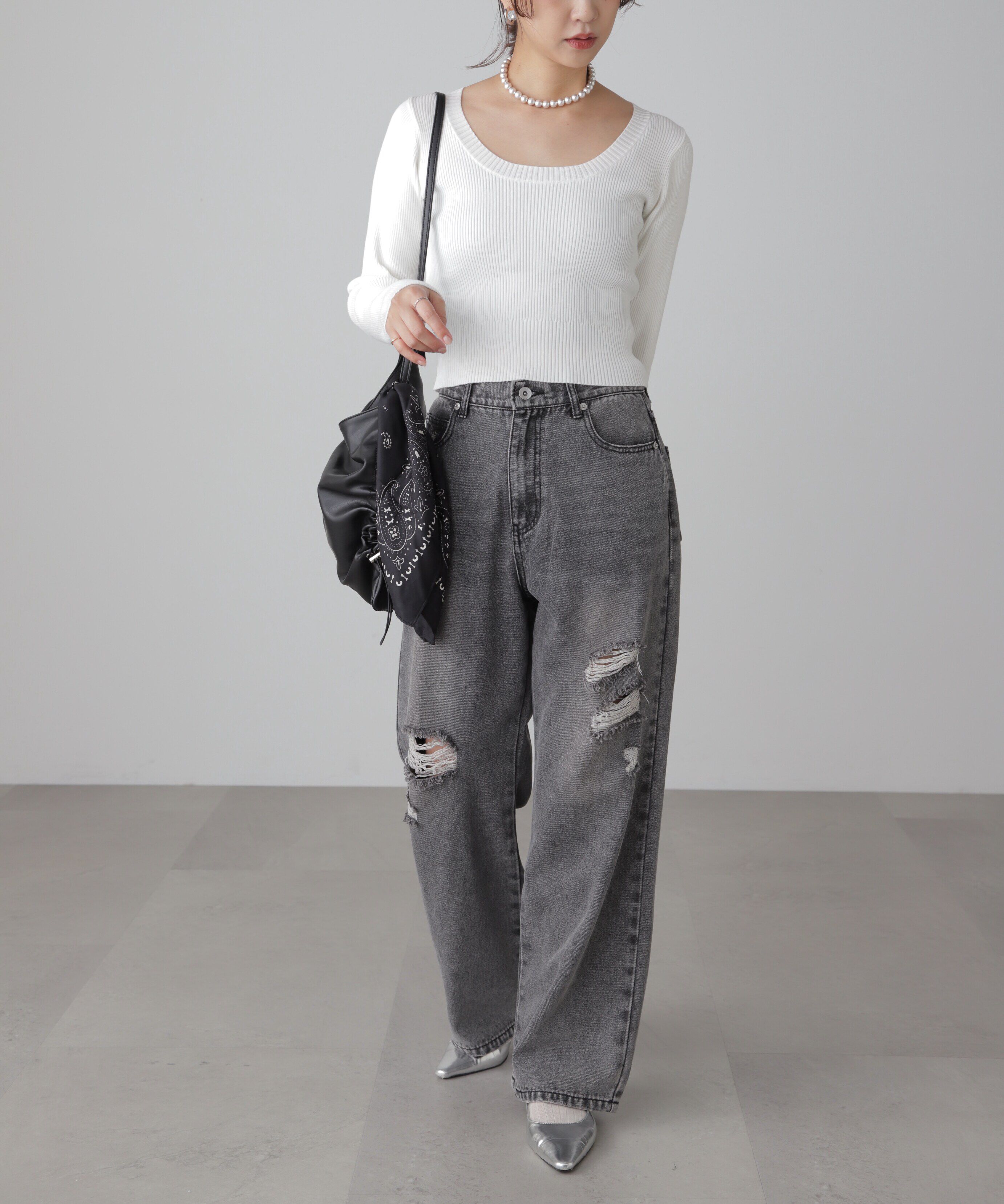  「〈洗える〉マシンウォッシャブルUネックニット」|ニット・セーター|