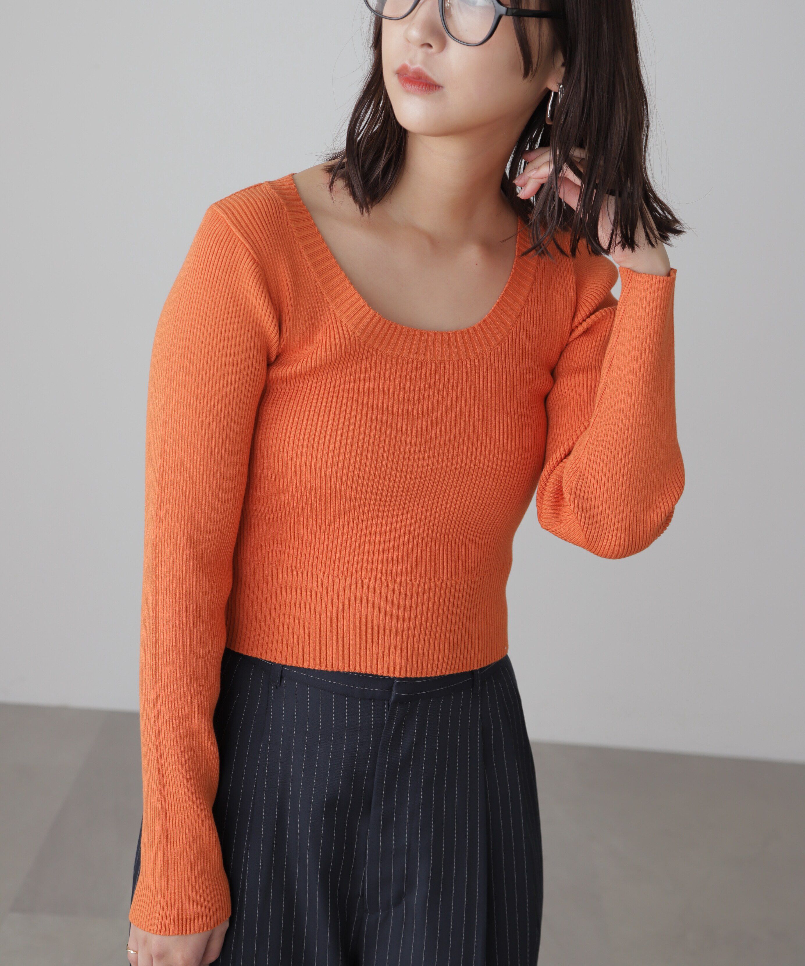  「〈洗える〉マシンウォッシャブルUネックニット」|ニット・セーター|