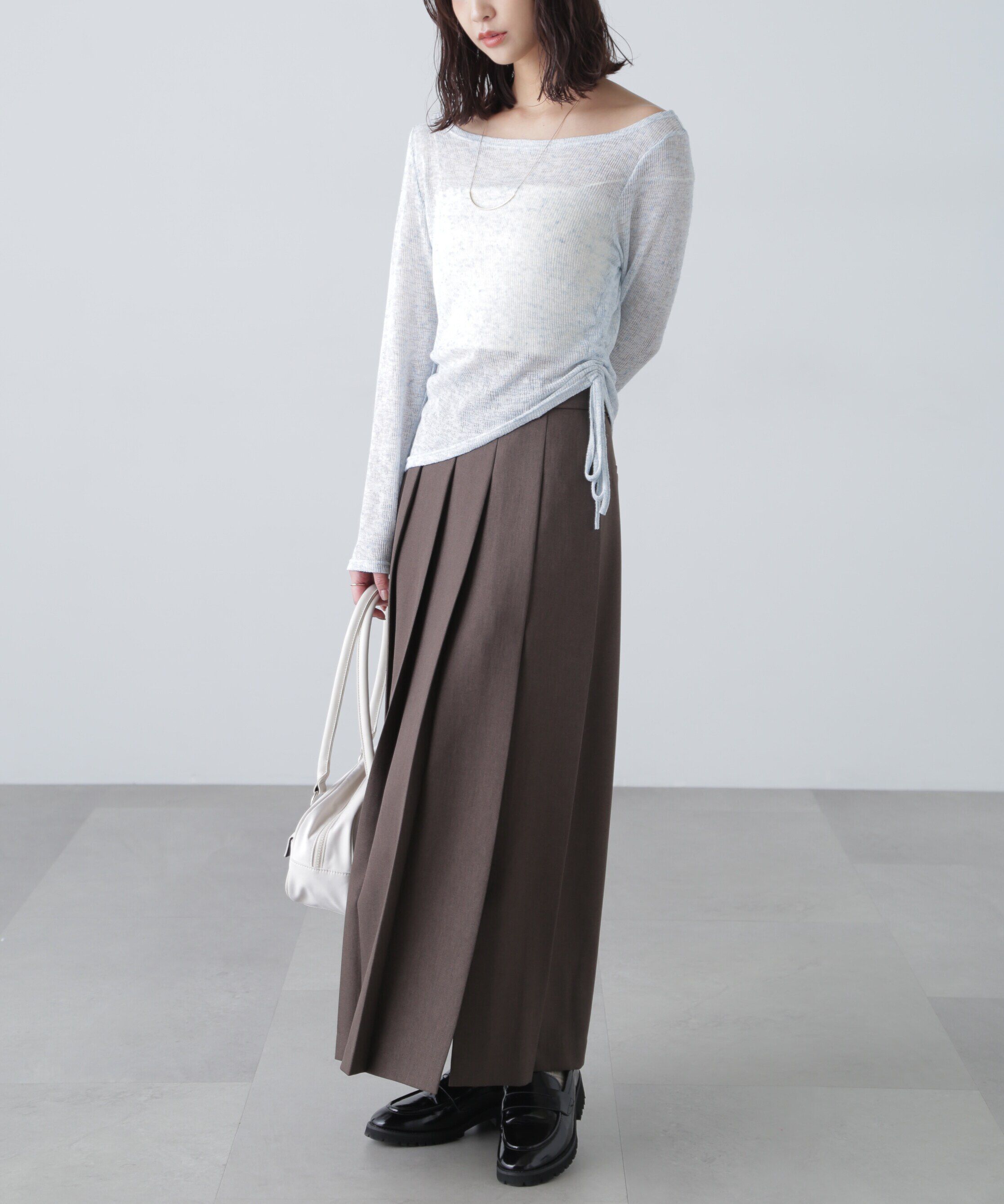  「フロントスリットプリーツロングスカート」|スカート|