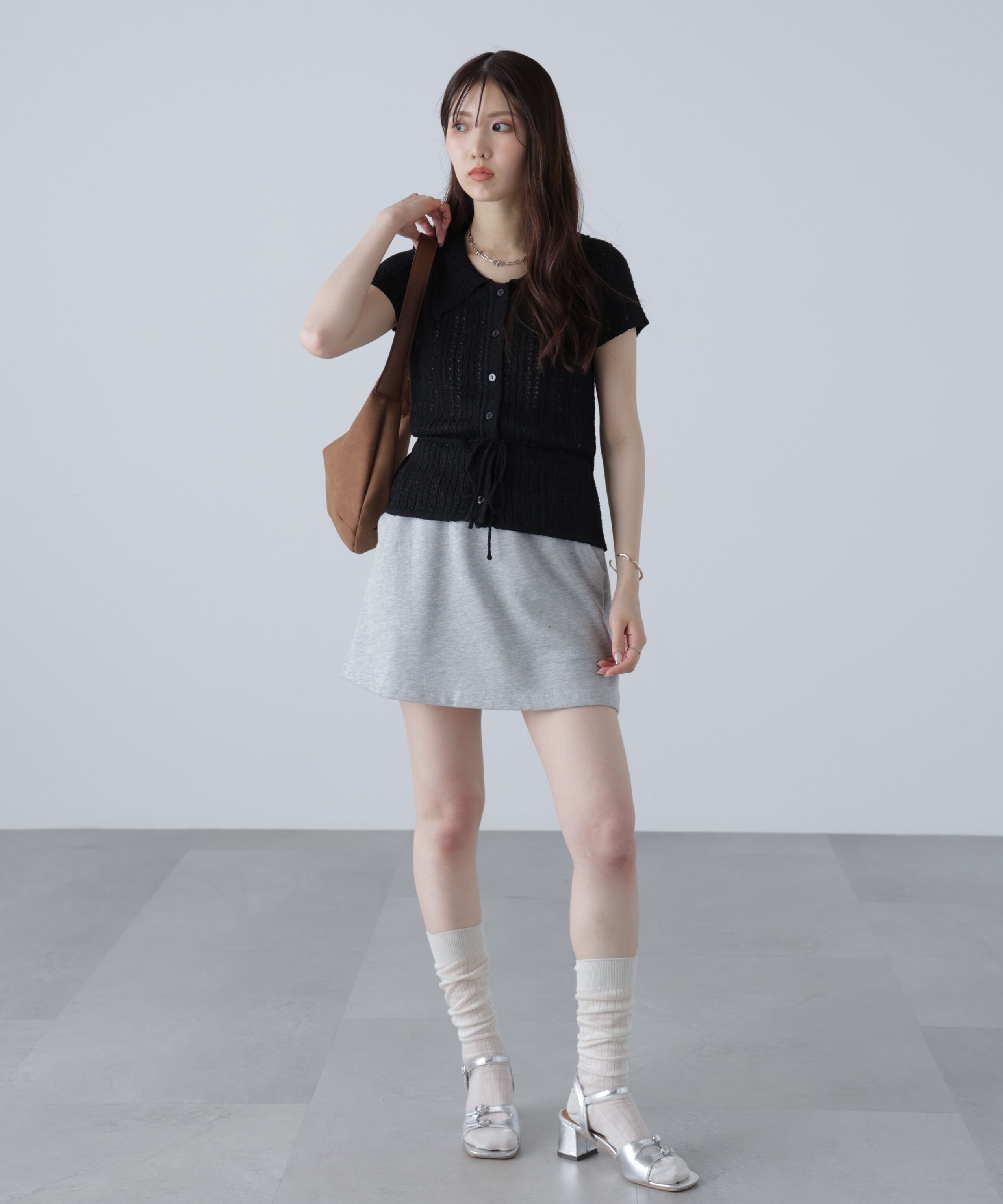  「透かし編みペプラムニット」|ニット・セーター|