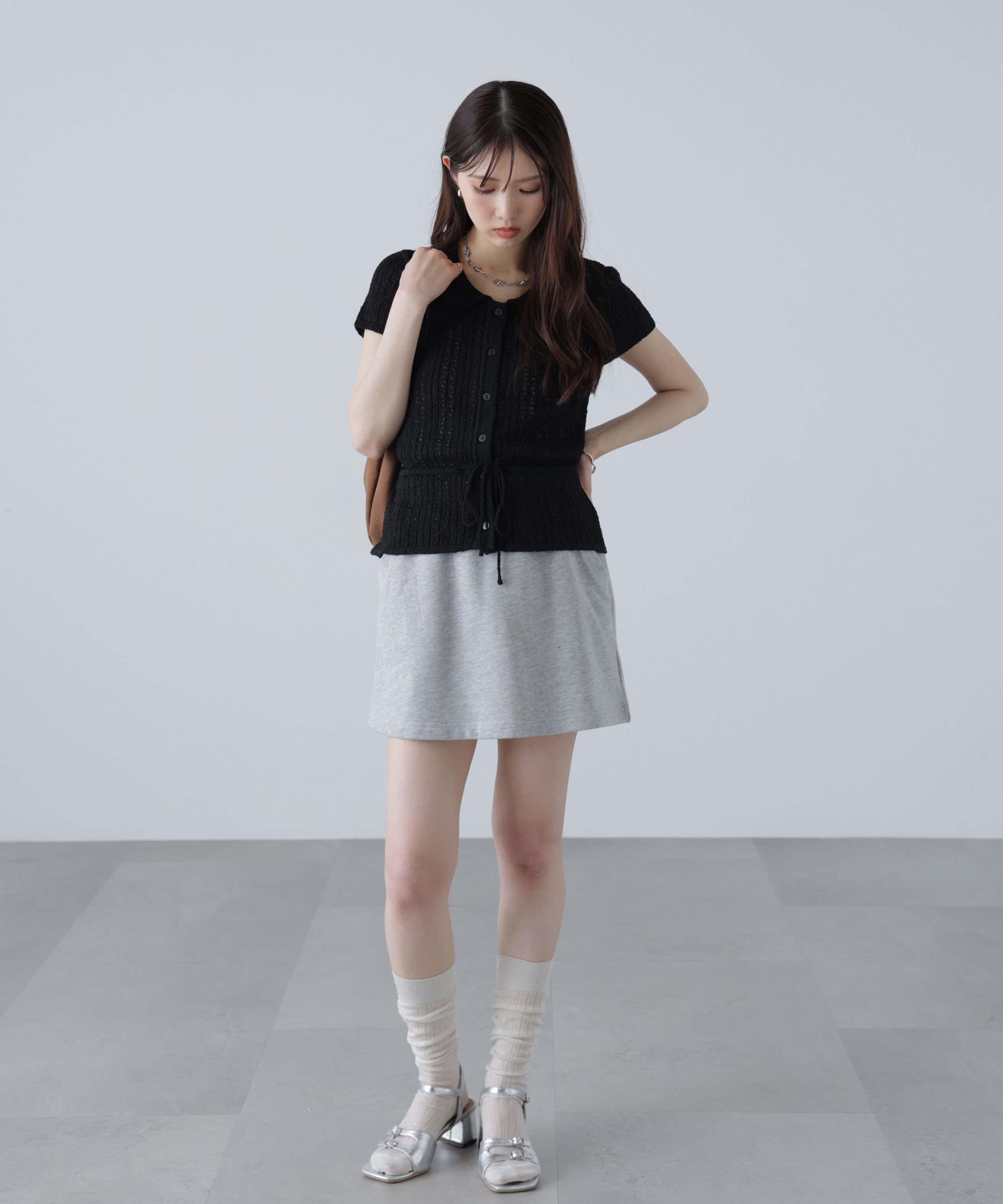  「透かし編みペプラムニット」|ニット・セーター|