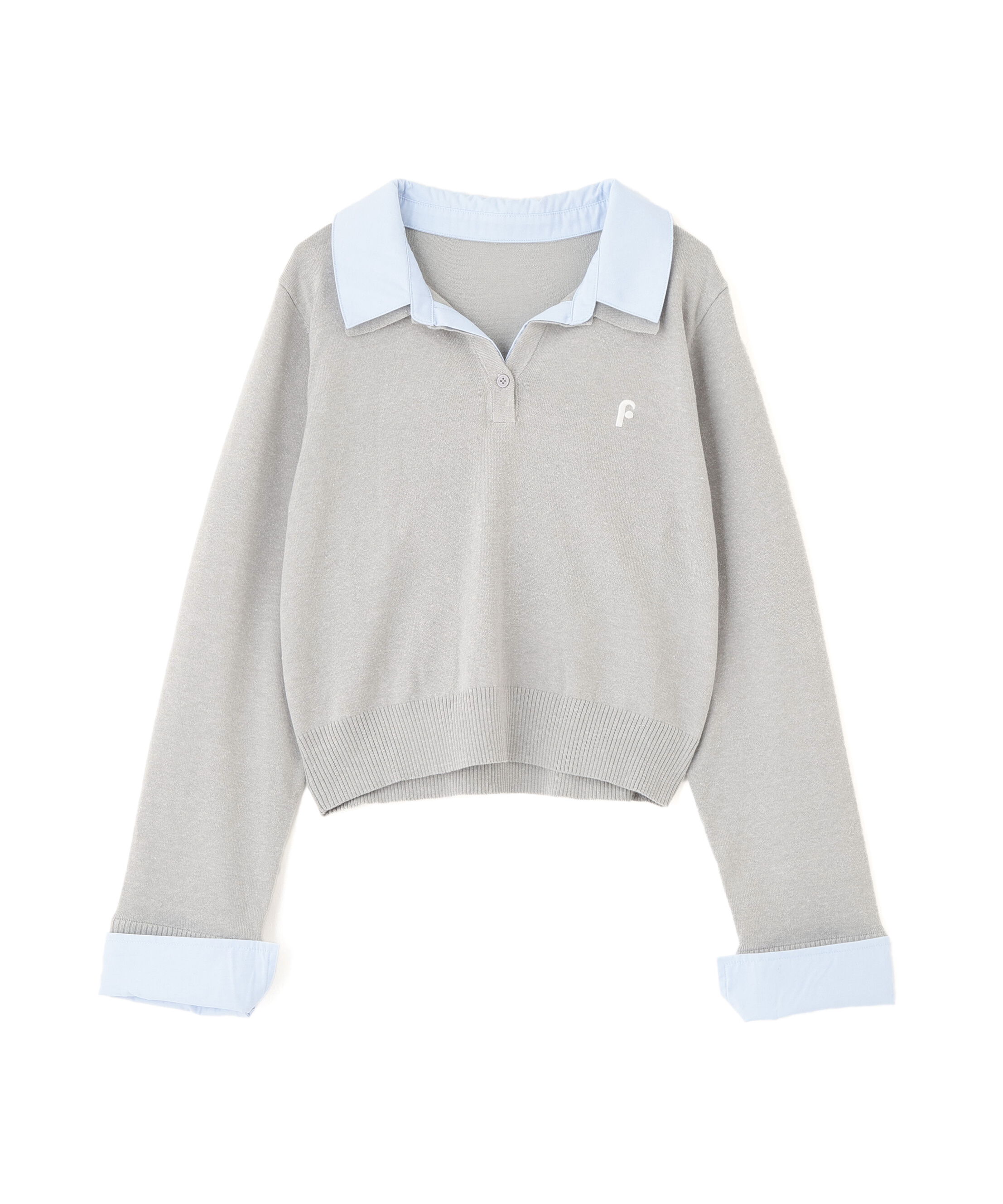  「衿付きレイヤード風ポロニット」|ニット・セーター|