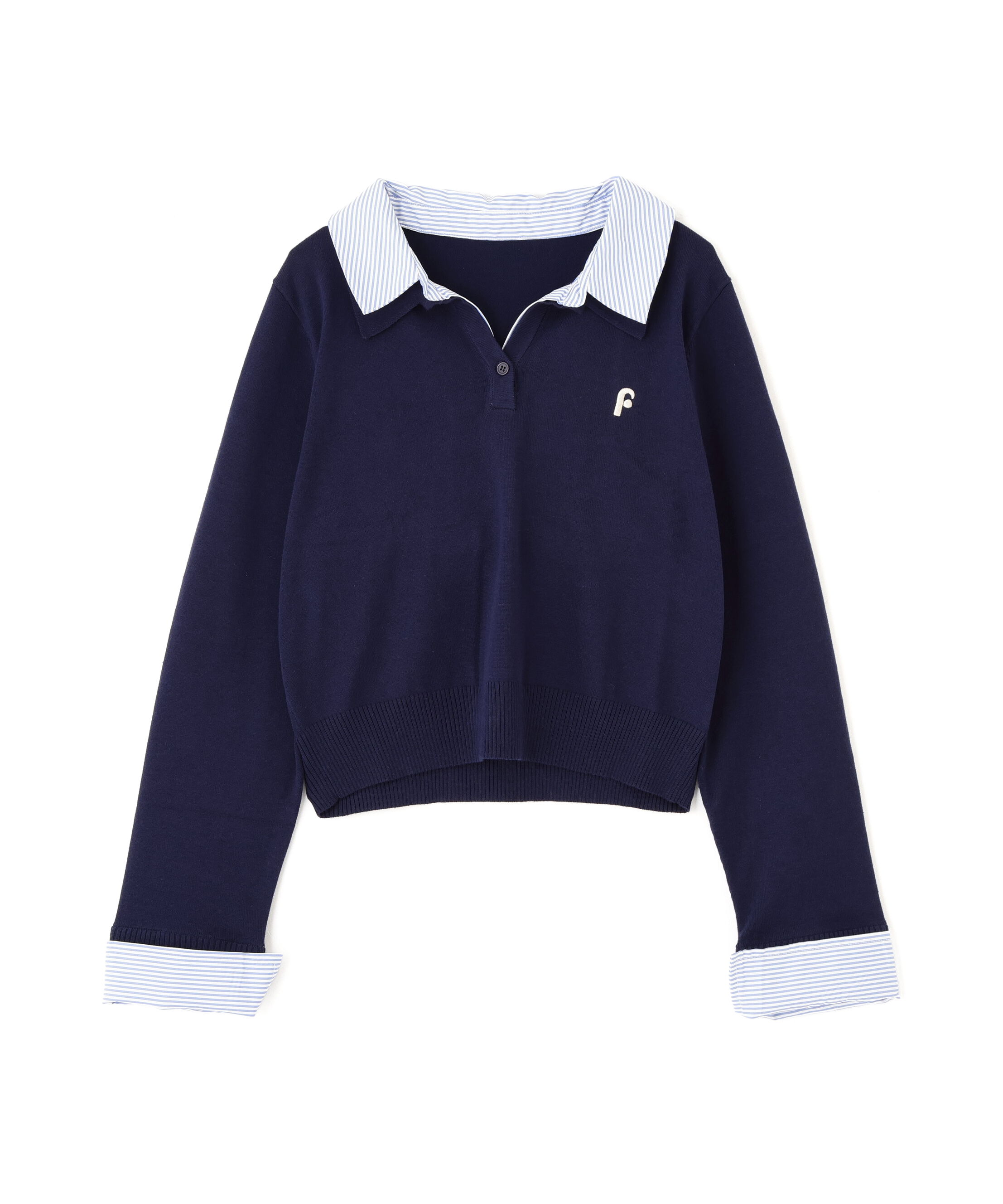  「衿付きレイヤード風ポロニット」|ニット・セーター|