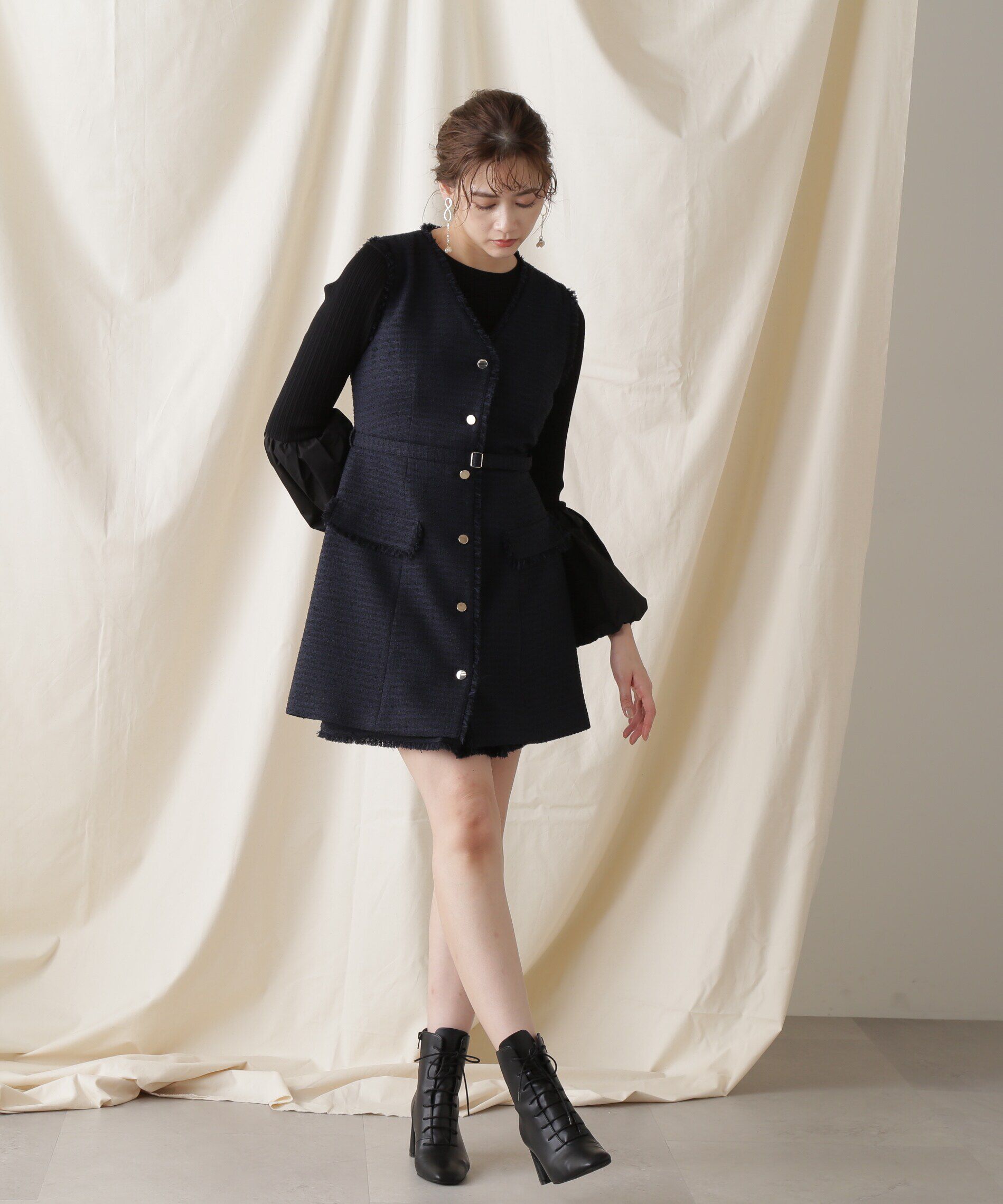  「イソザイコンビベルスリーブニットトップス」|ニット・セーター|