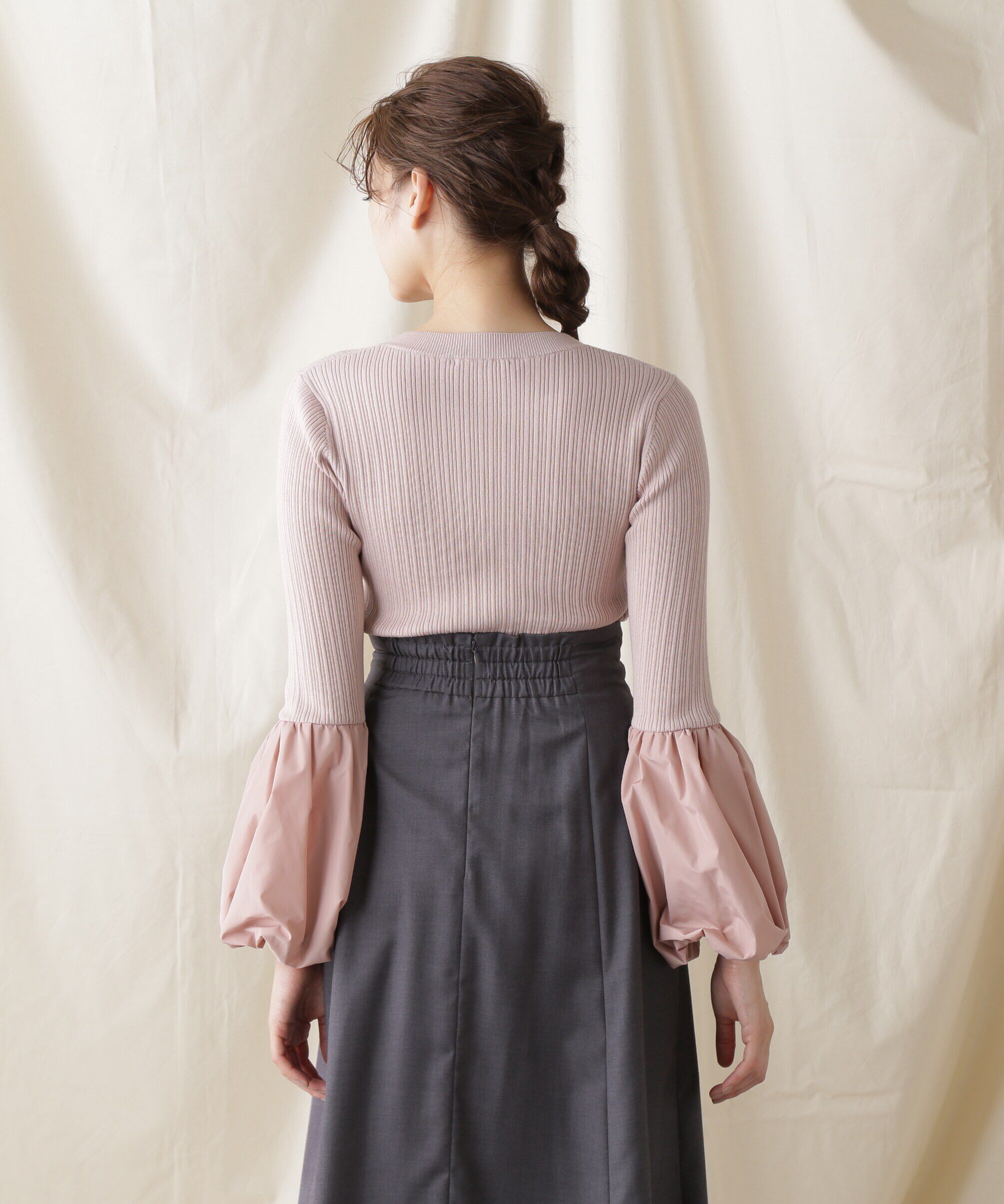  「イソザイコンビベルスリーブニットトップス」|ニット・セーター|