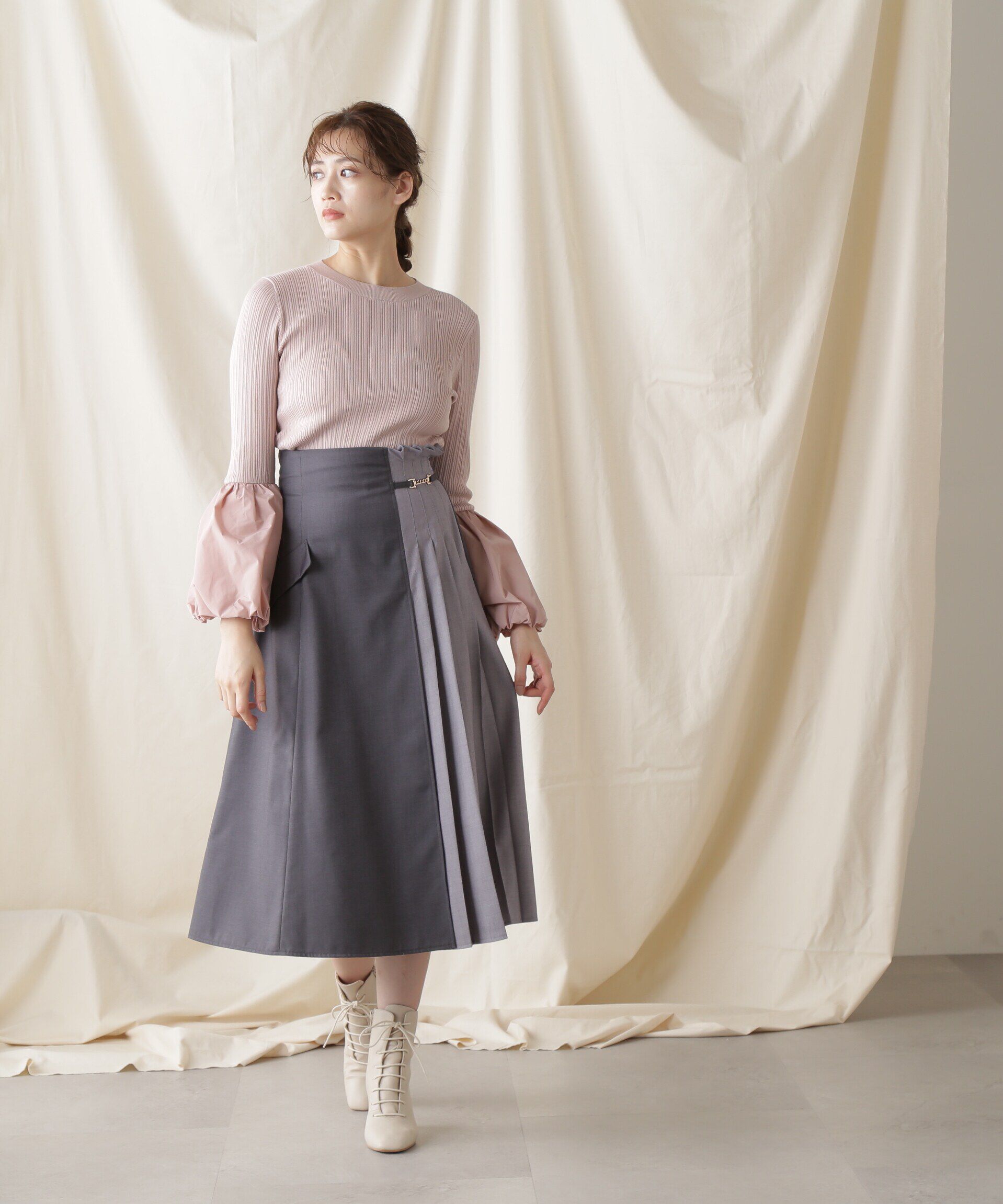  「イソザイコンビベルスリーブニットトップス」|ニット・セーター|