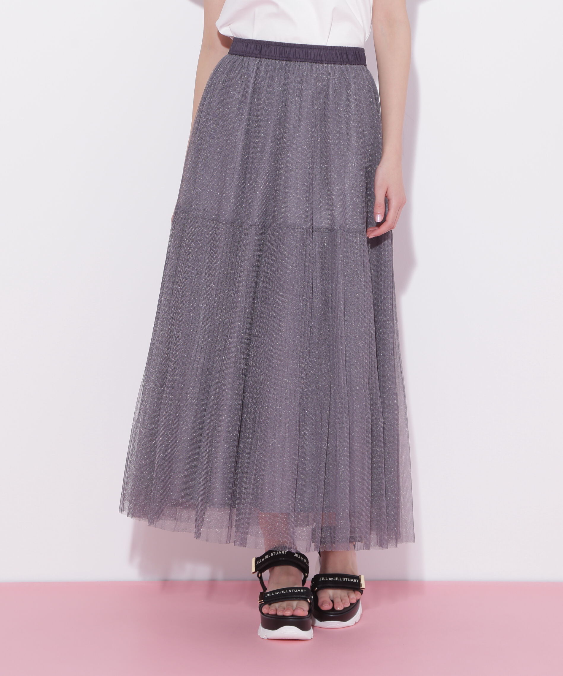  「ボリュームティアードチュールスカート」|スカート|チャコール1