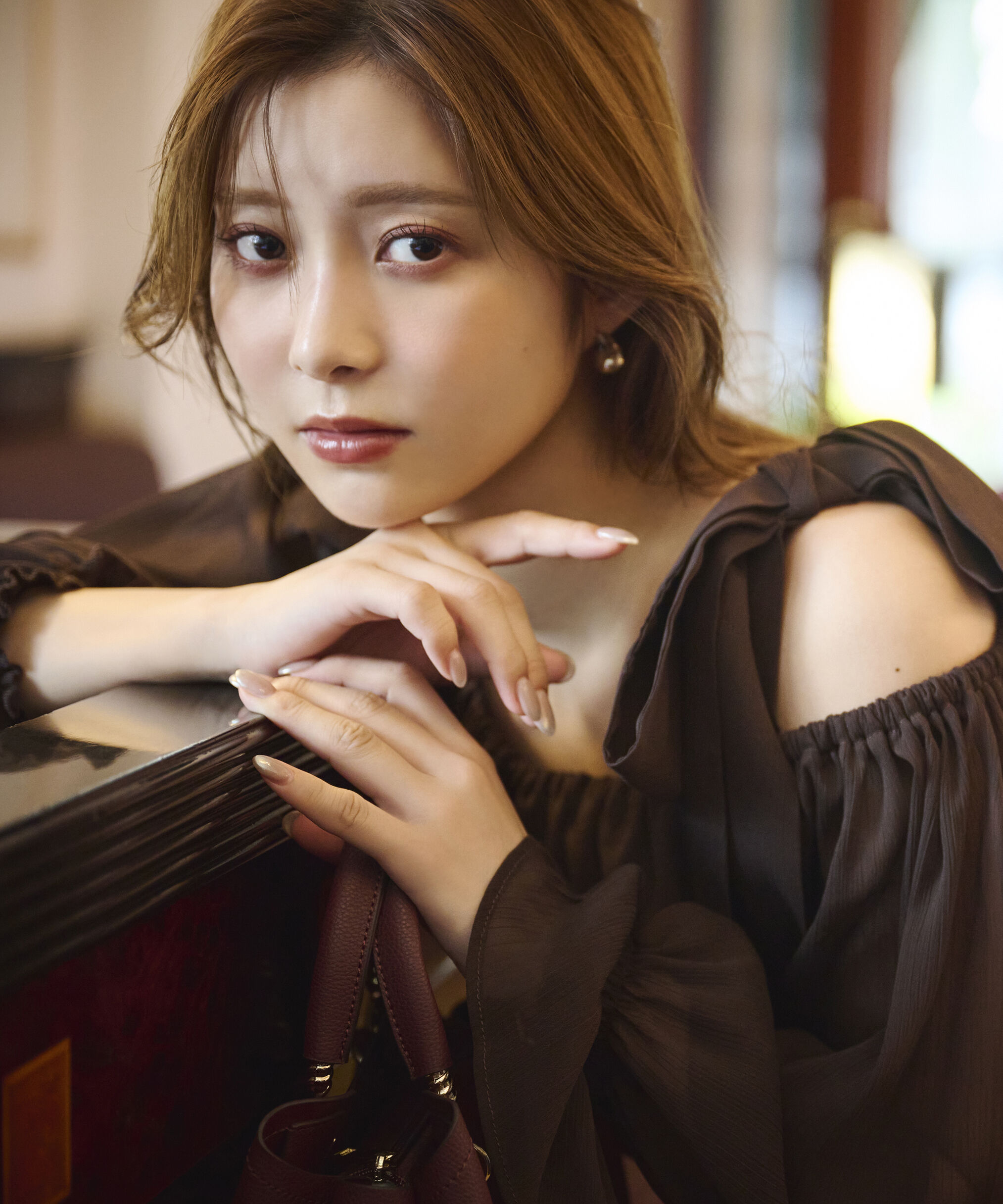 PROPORTION BODY DRESSING「ショルダーリボンシャーリングブラウス」|シャツ・ブラウス|ブラウン