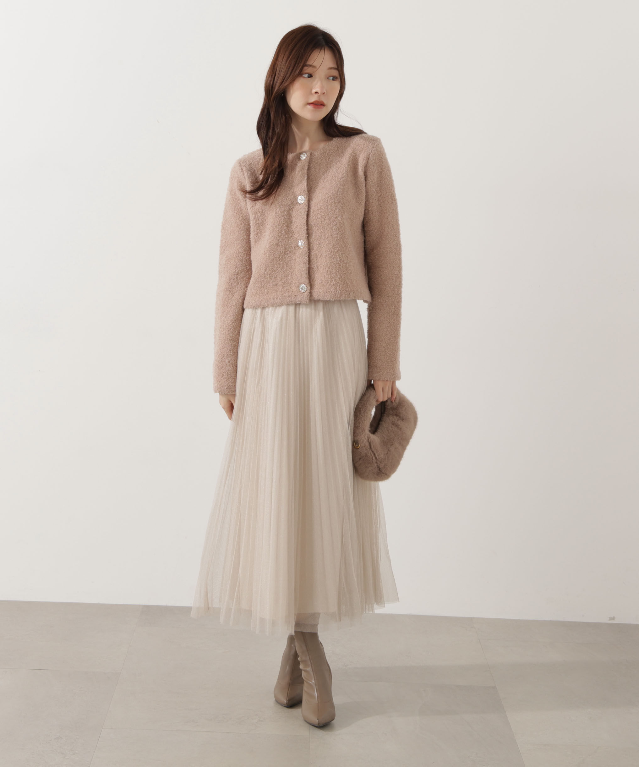 PROPORTION BODY DRESSING「《EDIT COLOGNE》ラメプリーツスカート 25AW」|スカート|アイボリー2