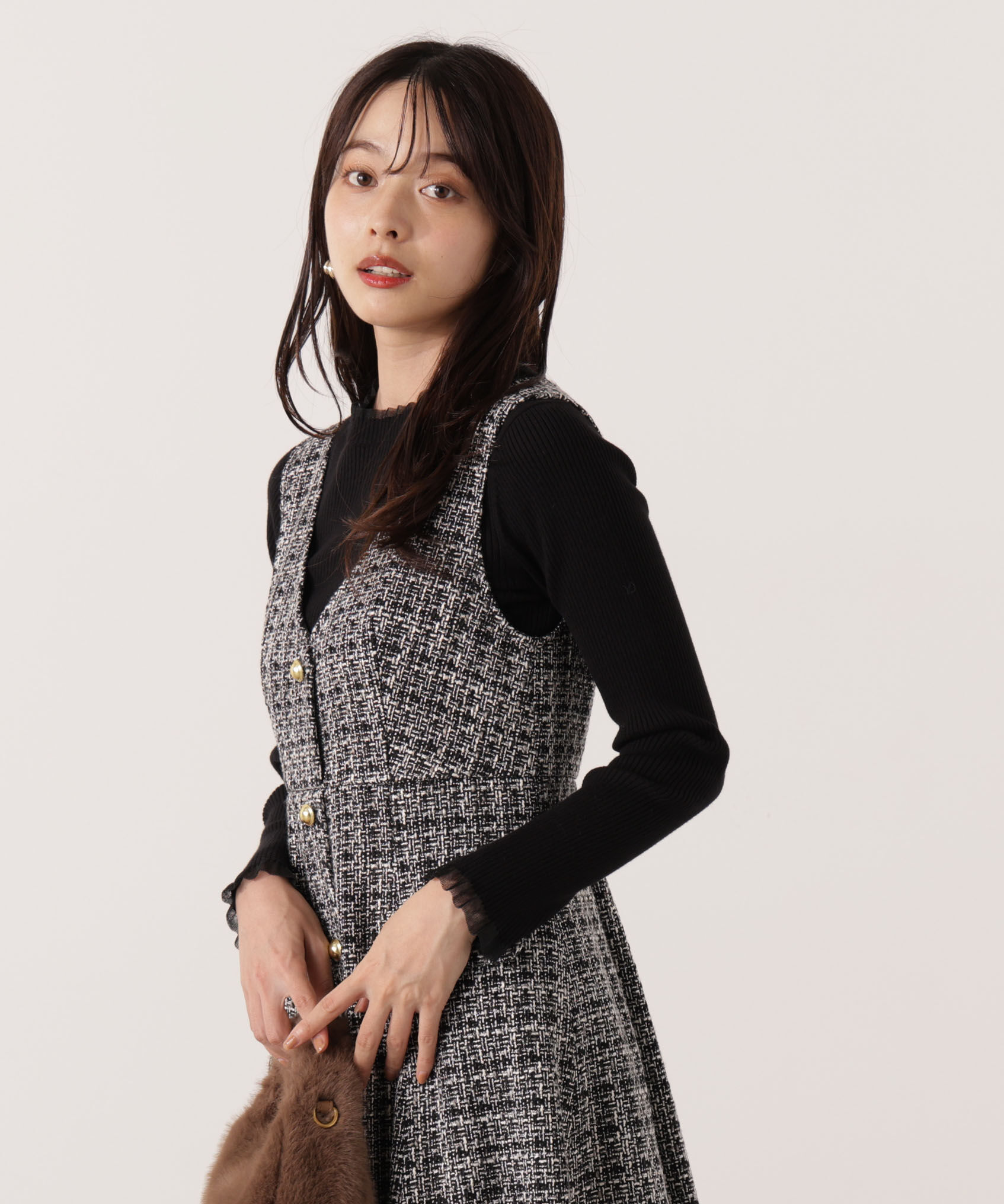 PROPORTION BODY DRESSING「部分シアーリブニット 25AW 」|ニット・セーター|